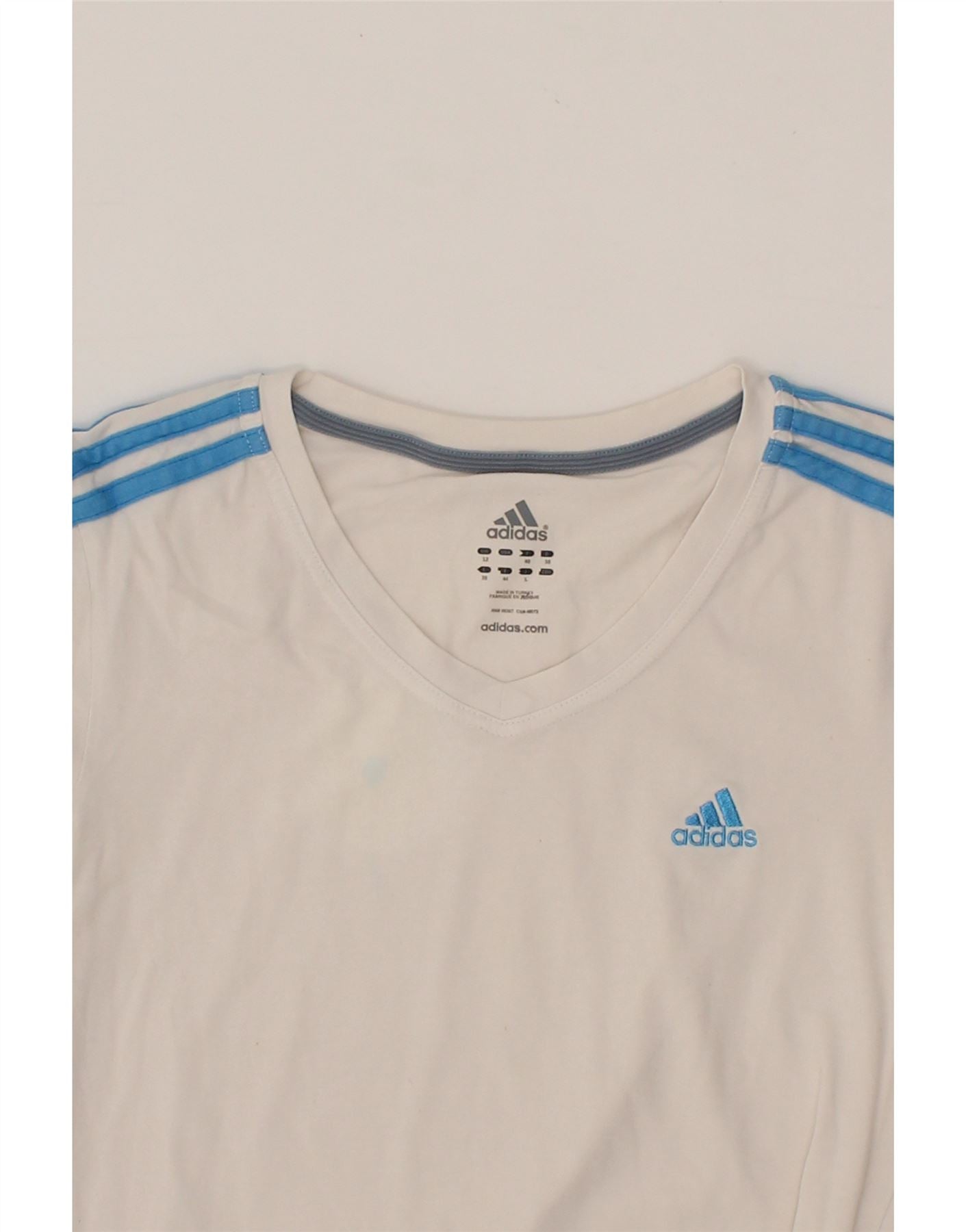 ADIDAS Womens T-Shirt Top UK 12 Medium White Cotton Vintage Adidas and Second-Hand Adidas from Messina Hembry