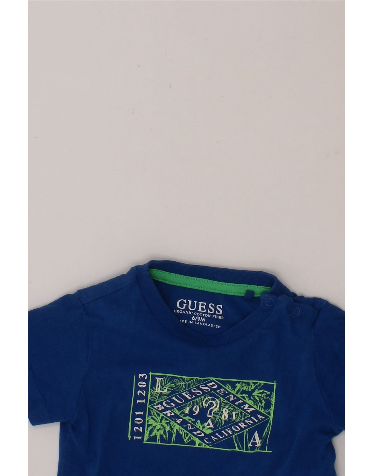 GUESS Baby Boys Graphic T-Shirt Top 6-9 Months Navy Blue Cotton Vintage Guess and Second-Hand Guess from Messina Hembry