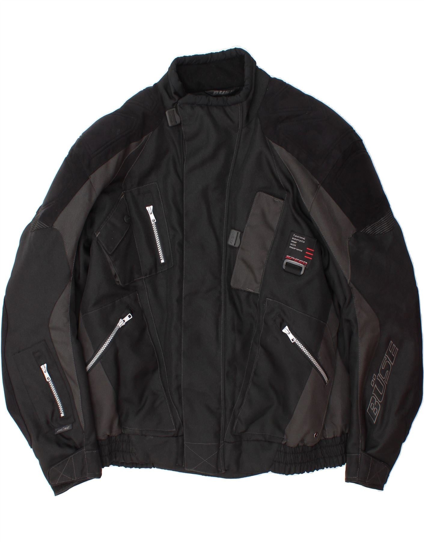 BUSE Mens Racer Jacket UK 40 Large Black Colourblock Polyester Vintage Buse and Second-Hand Buse from Messina Hembry