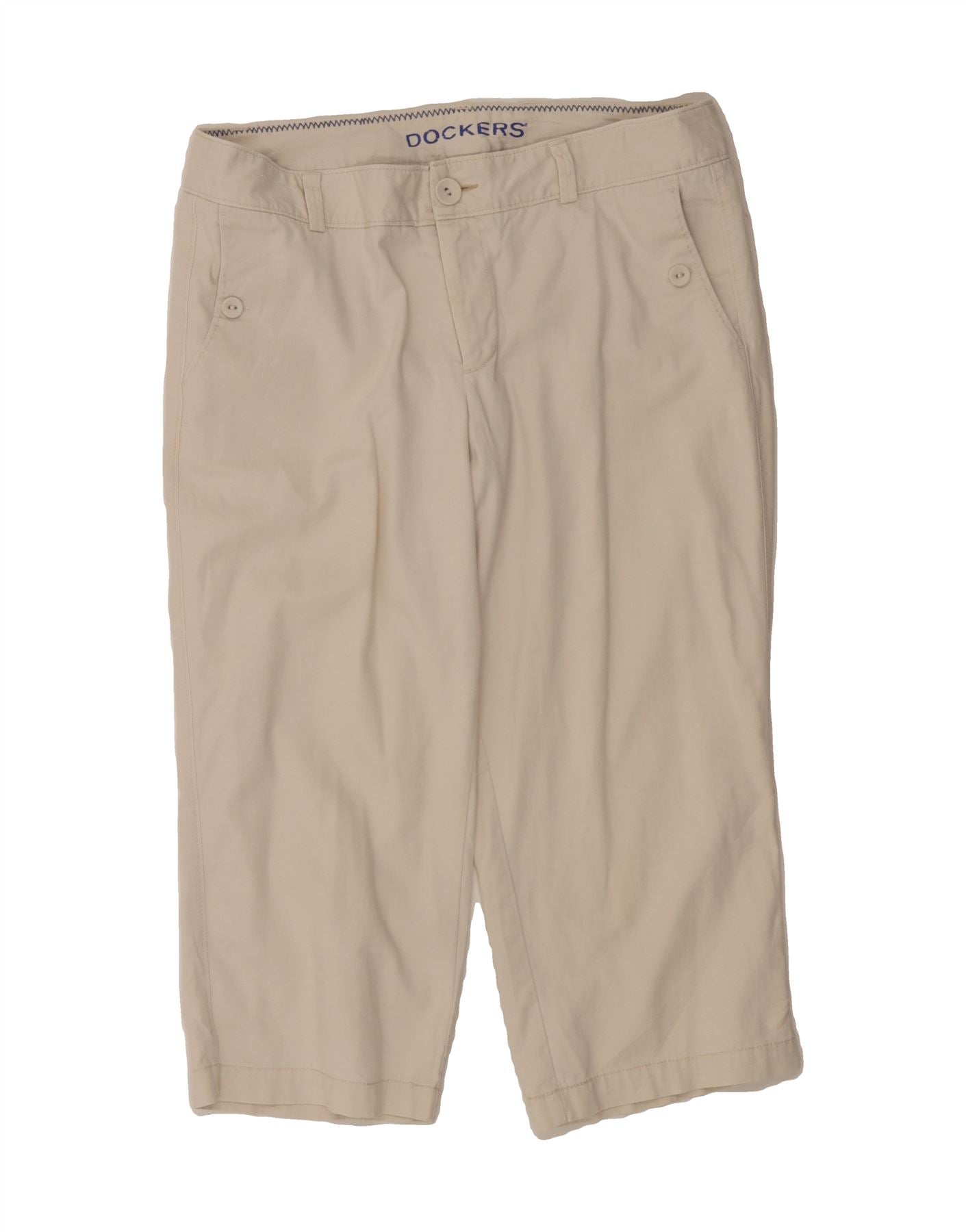 DOCKERS Womens Straight Capri Trousers UK 12 Medium W34 L20 Off White Vintage Dockers and Second-Hand Dockers from Messina Hembry