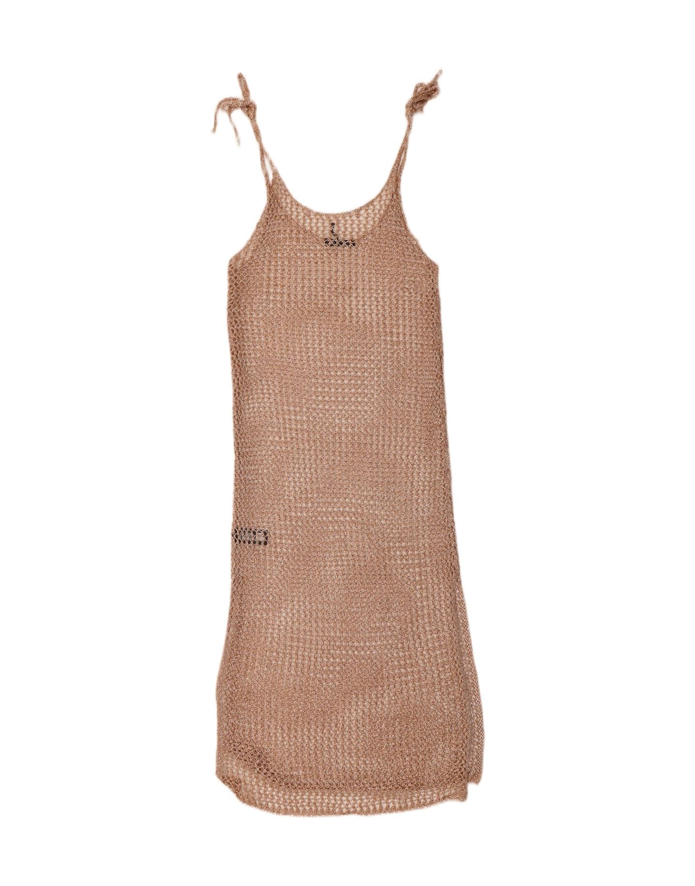 ZARA Womens Sleeveless Crochet Tunic Dress UK 12 Medium Beige Polyester Vintage Zara and Second-Hand Zara from Messina Hembry