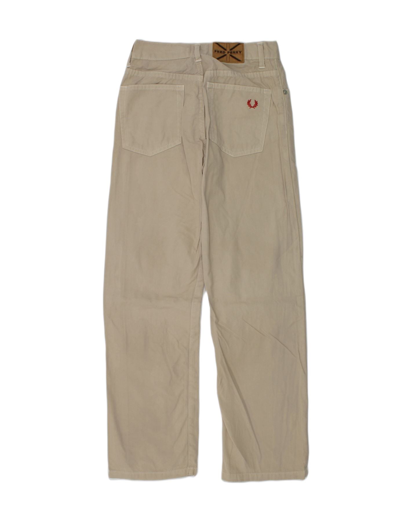 FRED PERRY Boys Straight Casual Trousers 7-8 Years W22 L25  Beige Cotton | Vintage Fred Perry | Thrift | Second-Hand Fred Perry | Used Clothing | Messina Hembry