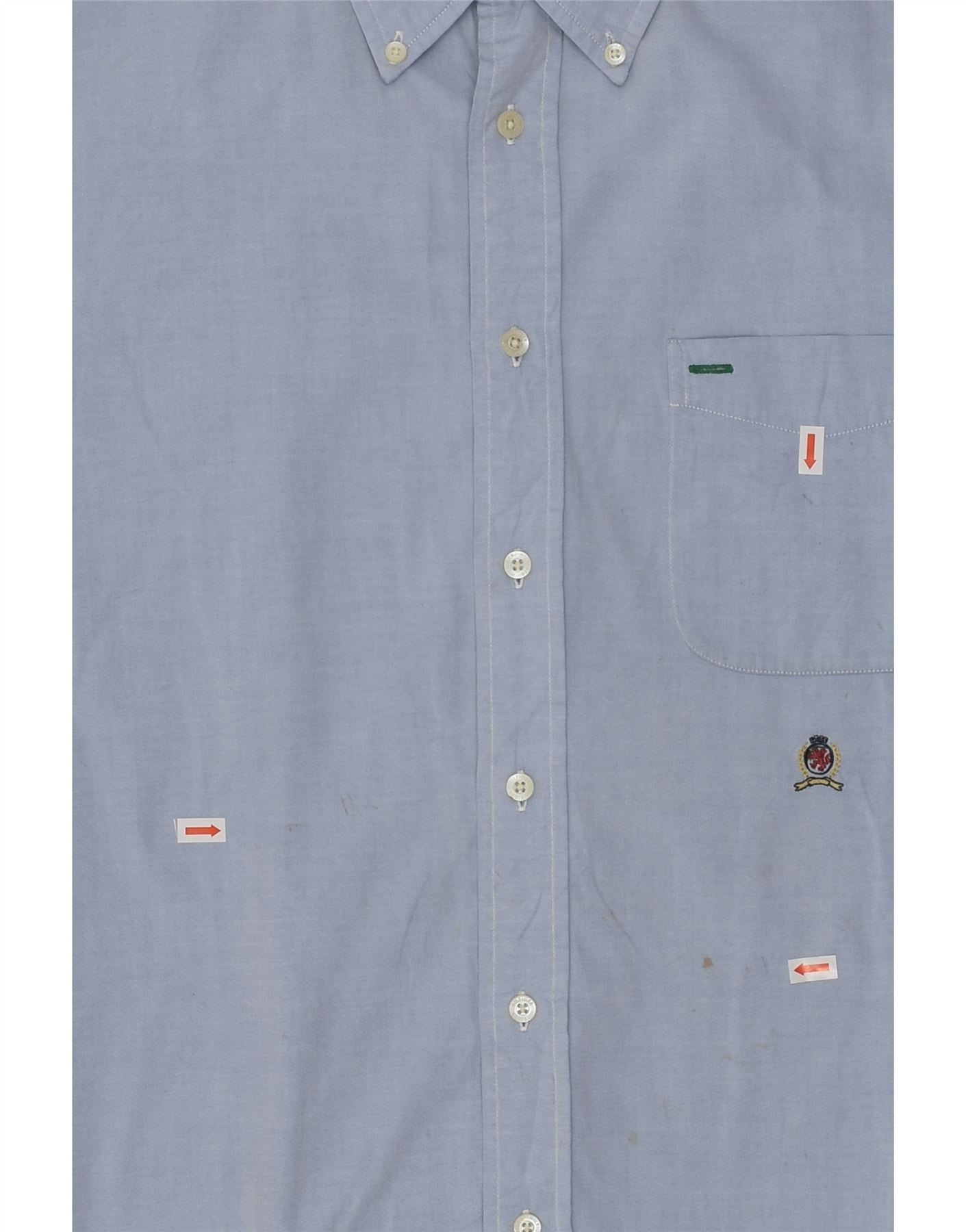 TOMMY HILFIGER Mens 80's 2 ply fabric Shirt Large Blue Cotton | Vintage Tommy Hilfiger | Thrift | Second-Hand Tommy Hilfiger | Used Clothing | Messina Hembry
