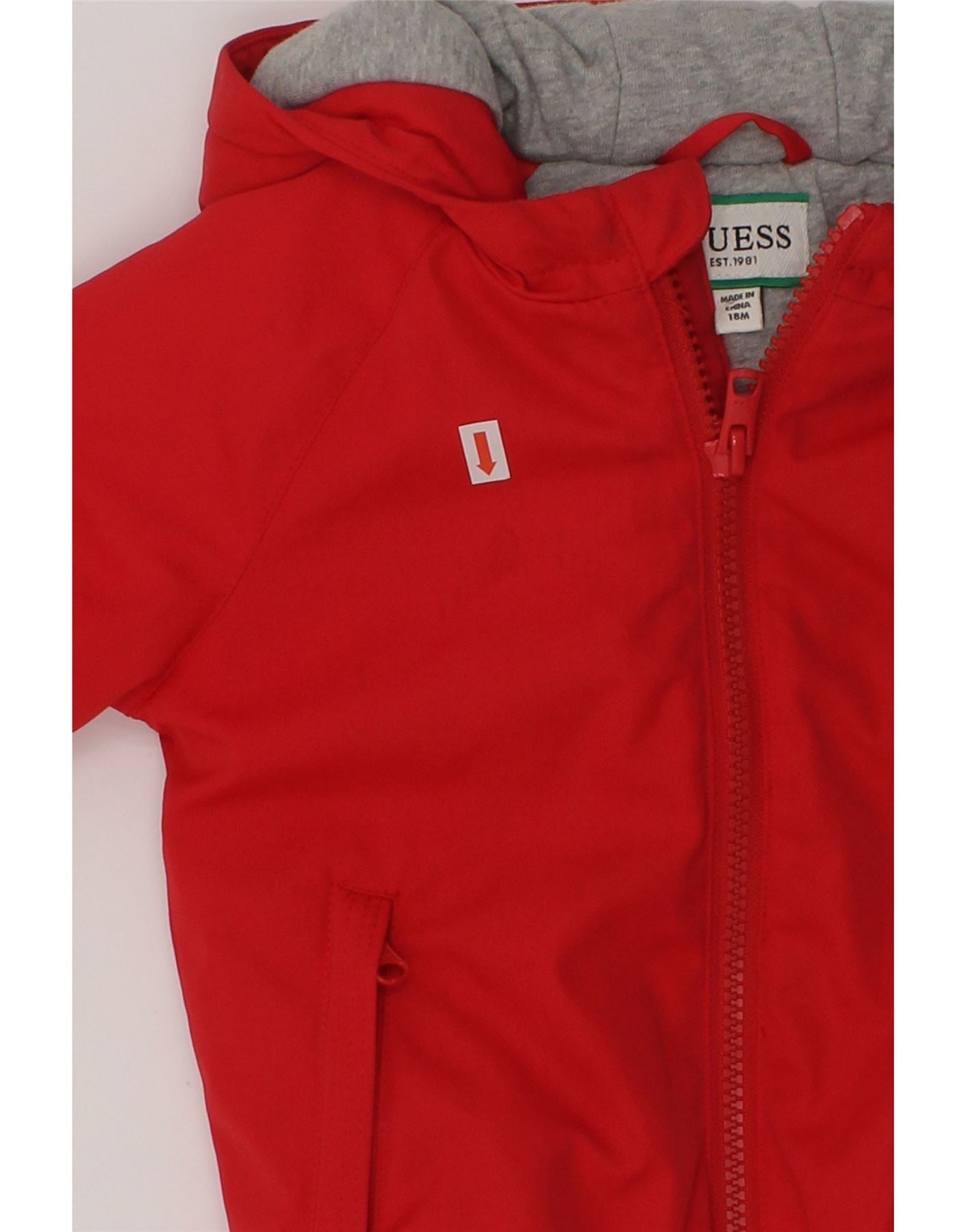 GUESS Baby Boys Graphic Hooded Windbreaker Jacket 12-18 Months Red | Vintage Guess | Thrift | Second-Hand Guess | Used Clothing | Messina Hembry
