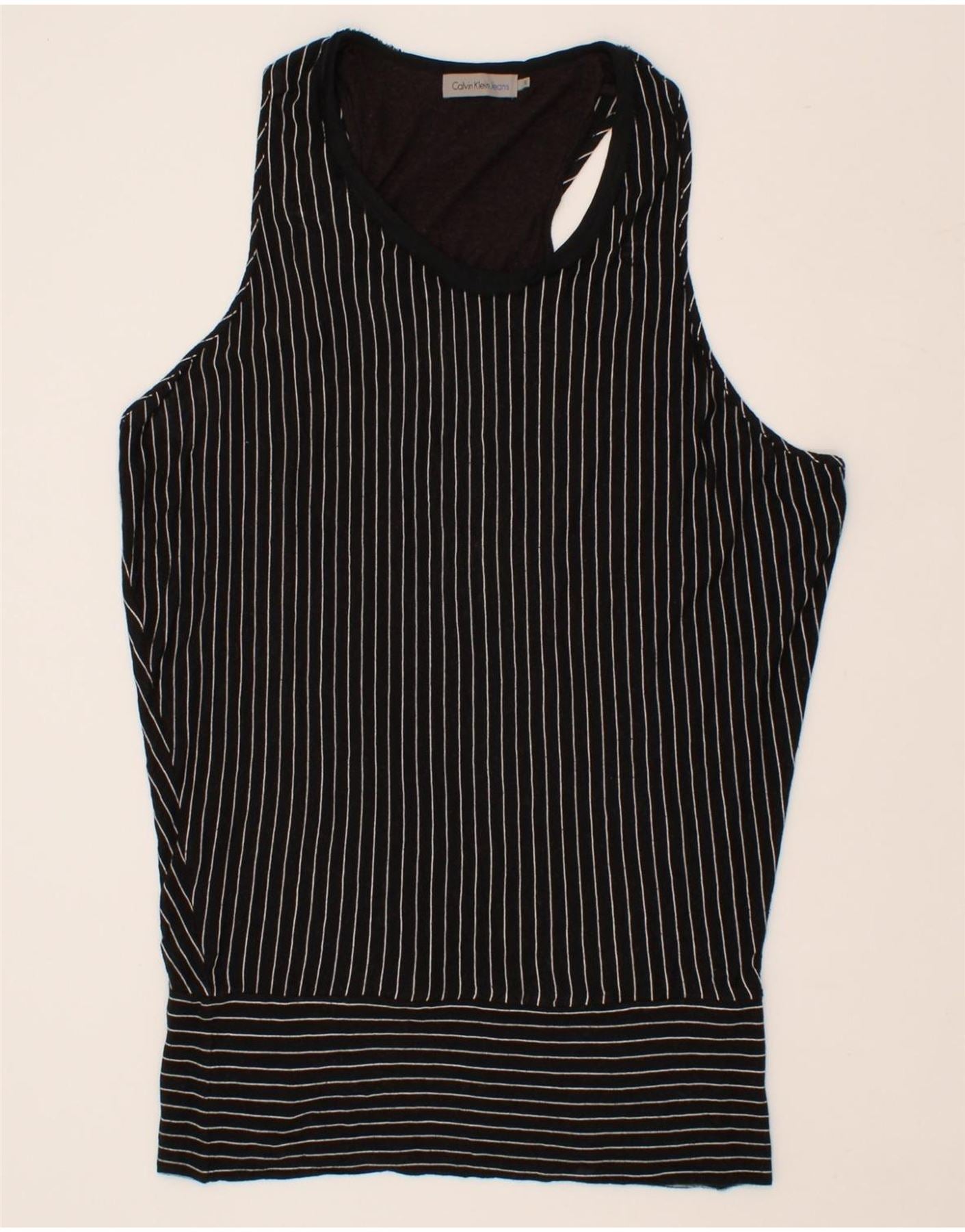 CALVIN KLEIN JEANS Womens Oversized Basic Dress UK 10 Small Black Striped Vintage Calvin Klein Jeans and Second-Hand Calvin Klein Jeans from Messina Hembry