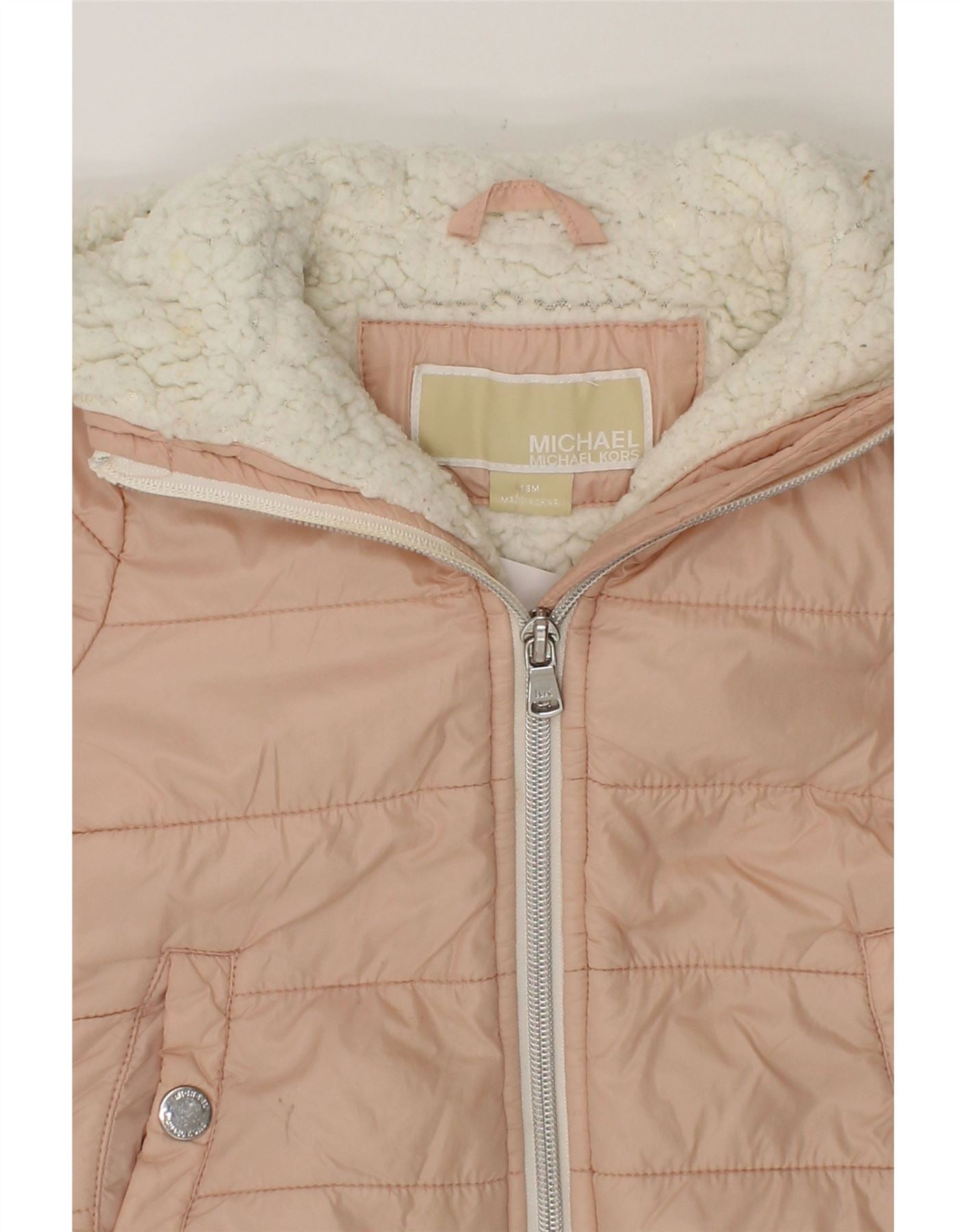 MICHAEL KORS Baby Girls Hooded Padded Jacket 12-18 Months Pink Nylon Vintage Michael Kors and Second-Hand Michael Kors from Messina Hembry