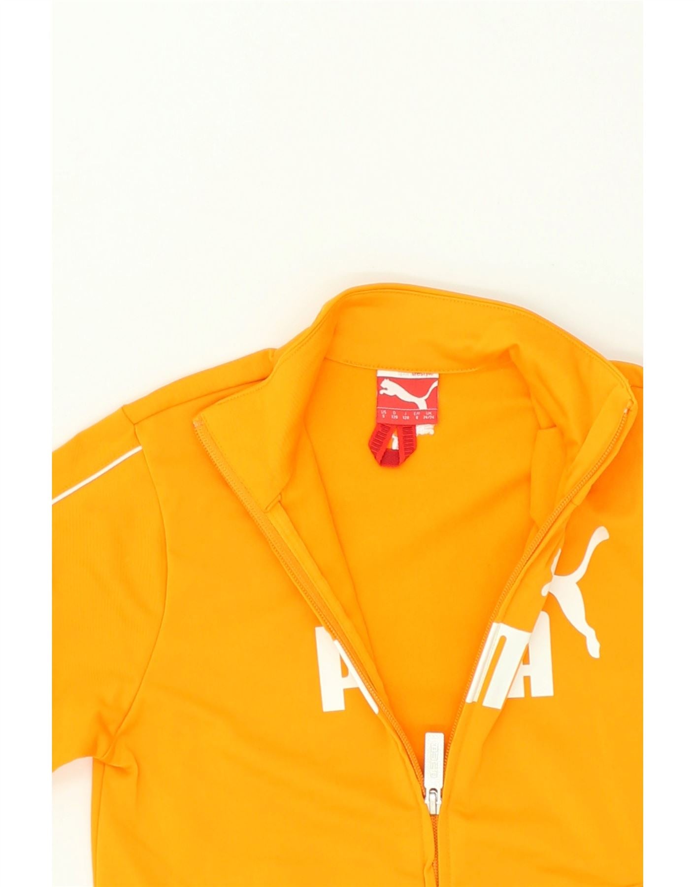 PUMA Girls Graphic Tracksuit Top Jacket 7-8 Years  Yellow Polyester | Vintage Puma | Thrift | Second-Hand Puma | Used Clothing | Messina Hembry