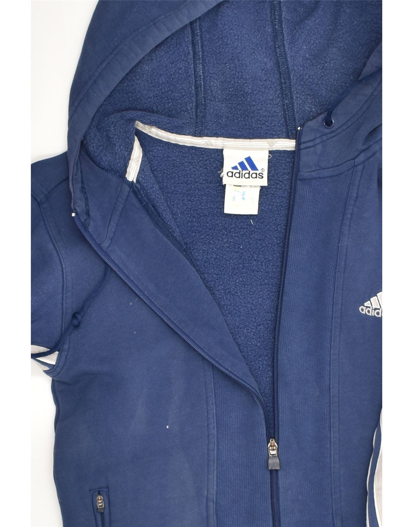 ADIDAS Womens Zip Hoodie Sweater UK 12 Medium Navy Blue Cotton | Vintage Adidas | Thrift | Second-Hand Adidas | Used Clothing | Messina Hembry