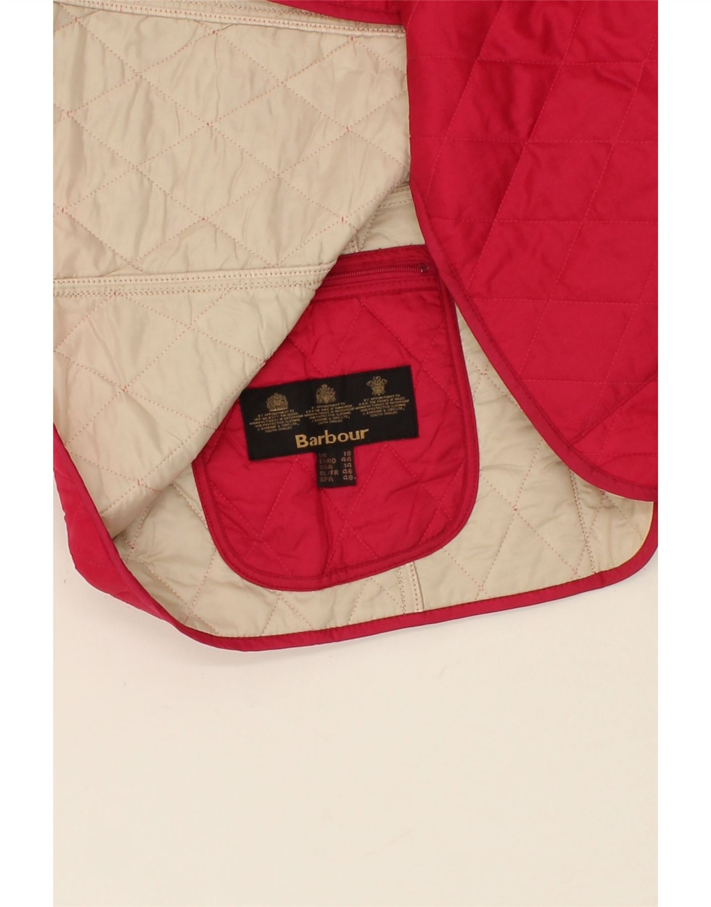 BARBOUR Womens Quilted Jacket UK 18 XL Pink Polyamide Vintage Barbour and Second-Hand Barbour from Messina Hembry