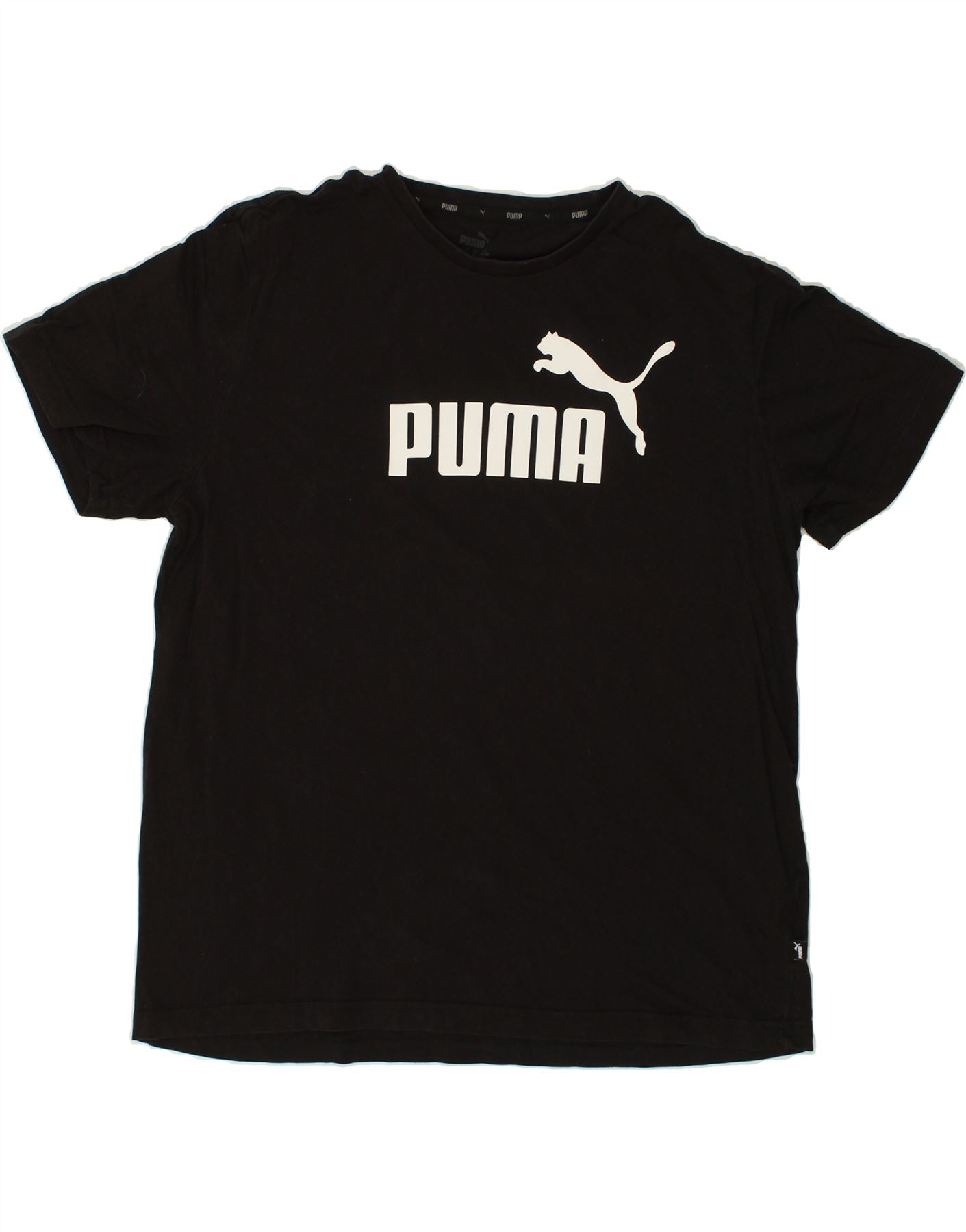 PUMA Mens Graphic T-Shirt Top XL Black Cotton Vintage Puma and Second-Hand Puma from Messina Hembry