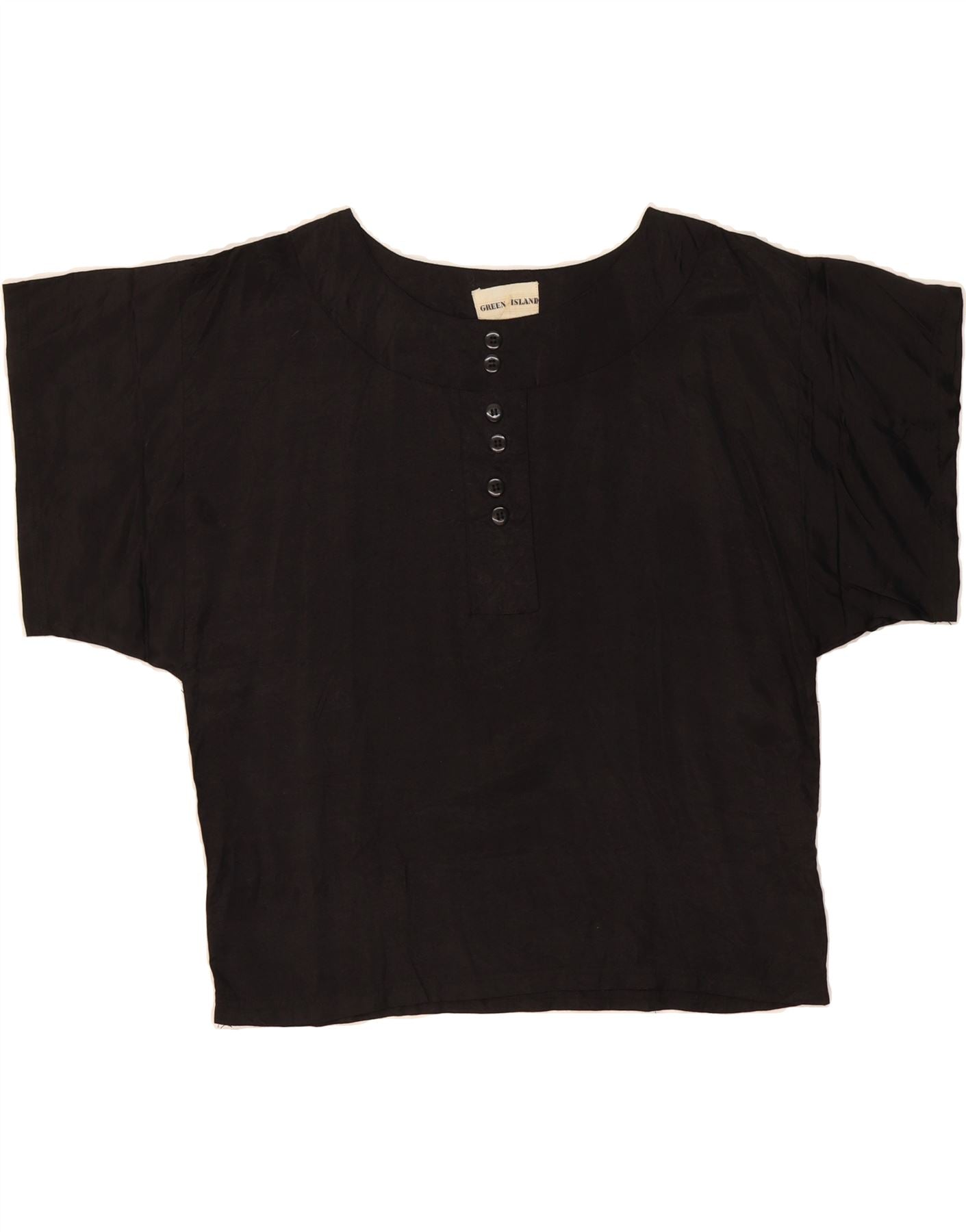 VINTAGE Womens Blouse Top UK 14 Medium Black Viscose Vintage Vintage and Second-Hand Vintage from Messina Hembry