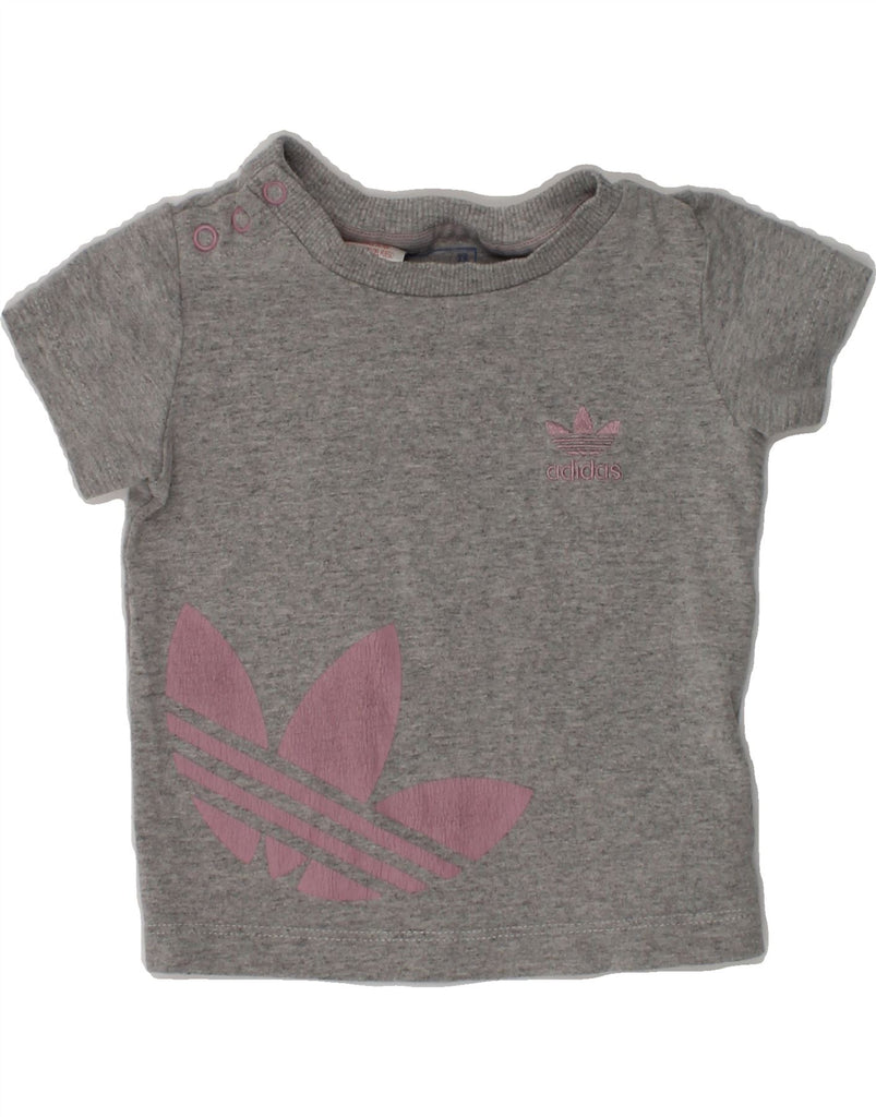 ADIDAS Baby Girls Graphic T-Shirt Top 3-6 Months Grey Cotton | Vintage Adidas | Thrift | Second-Hand Adidas | Used Clothing | Messina Hembry 