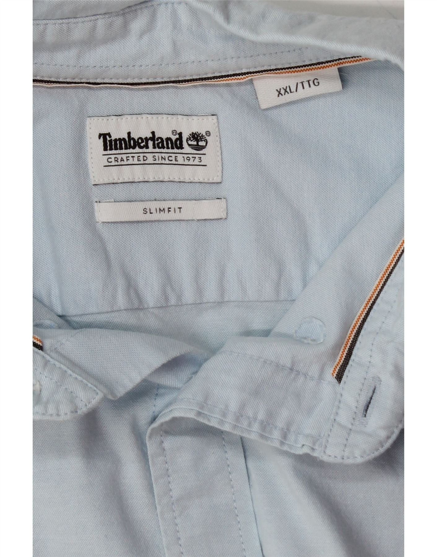 TIMBERLAND Mens Slim Fit Shirt 2XL Blue Vintage Timberland and Second-Hand Timberland from Messina Hembry