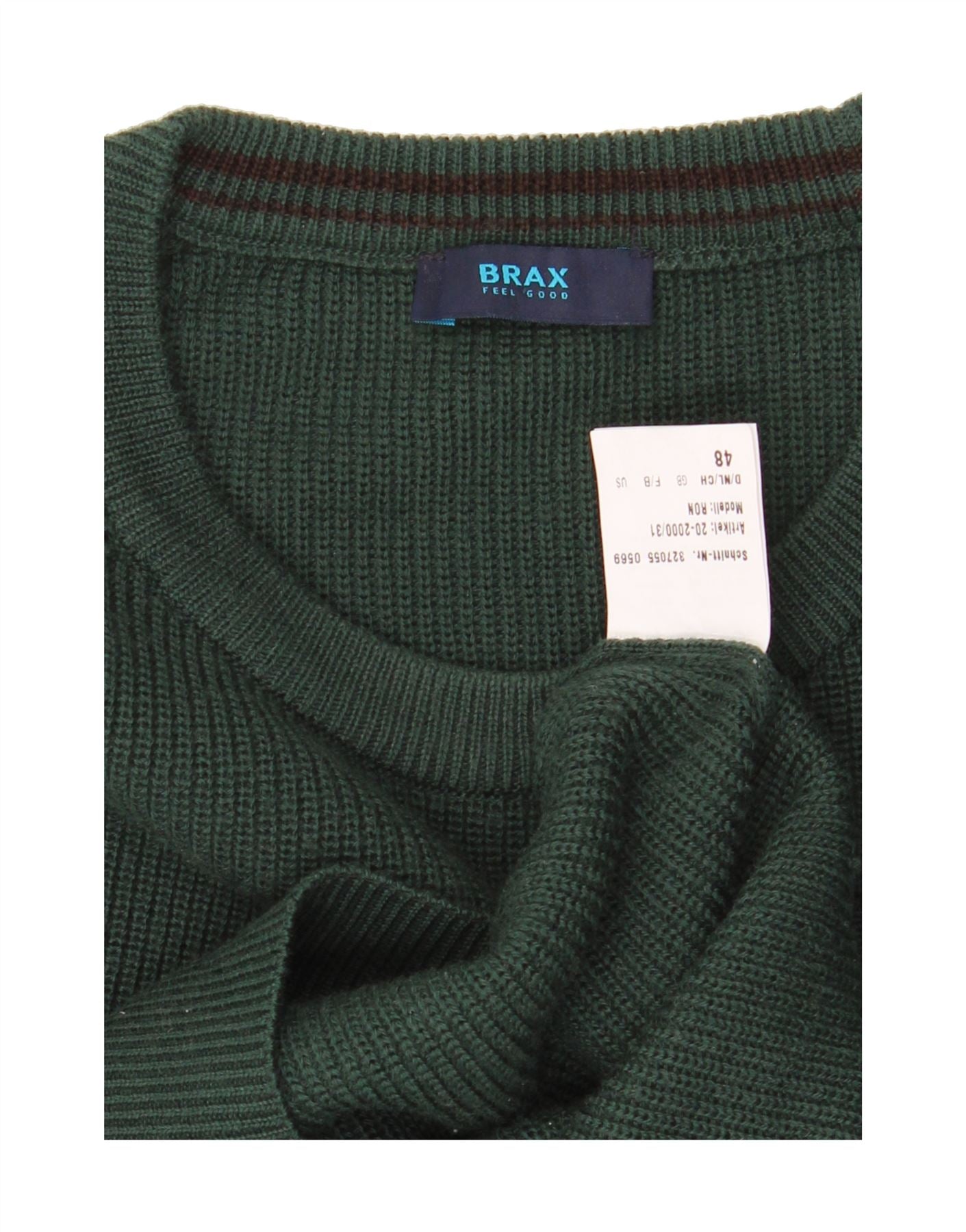 BRAX Mens Boat Neck Jumper Sweater IT 48 Medium Green Wool Vintage Brax and Second-Hand Brax from Messina Hembry