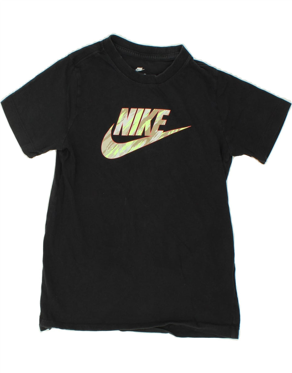 NIKE Boys Graphic T Shirt Top 10 11 Years Medium Black Cotton Vintage Second Hand Clothing Online Messina Hembry