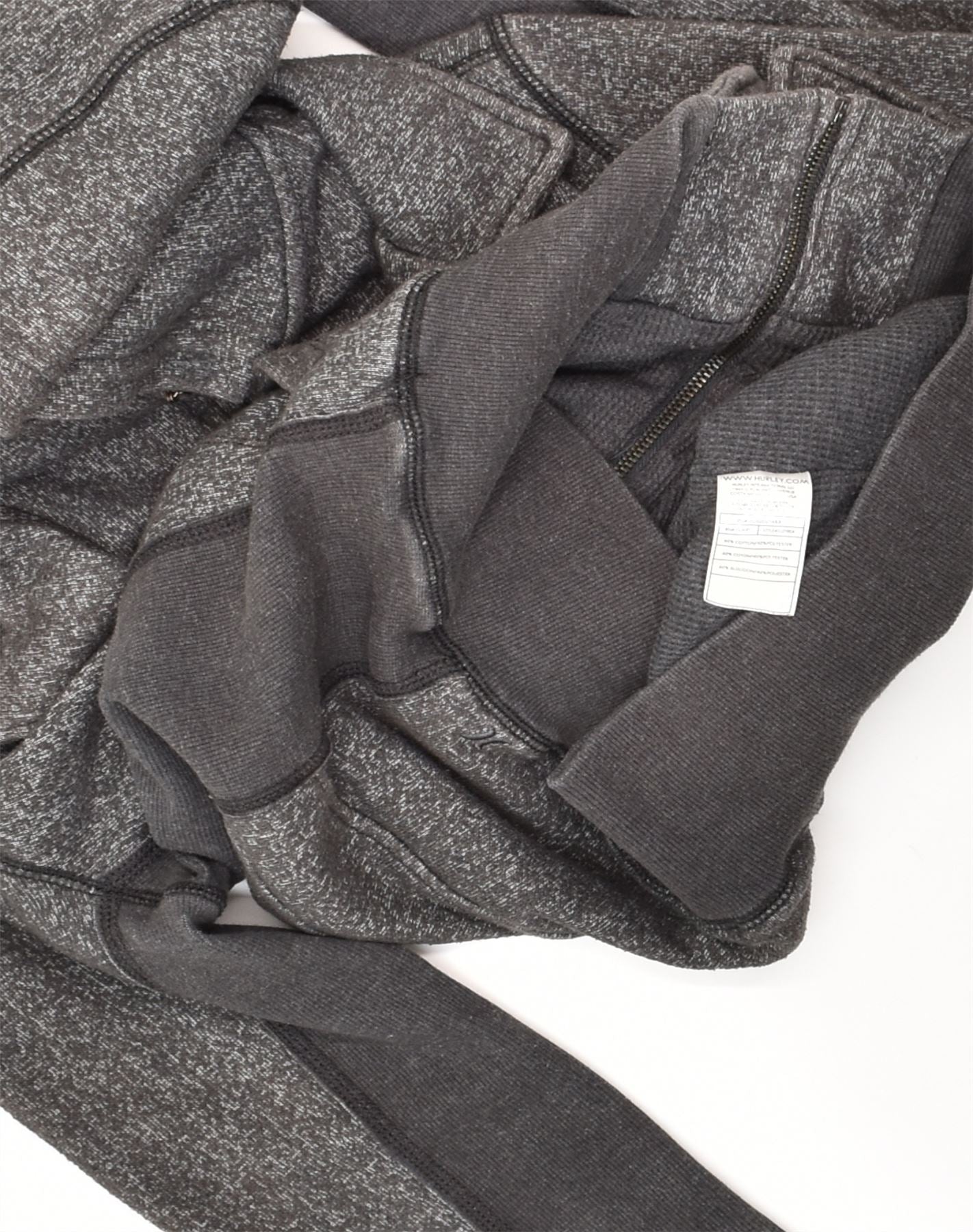 HURLEY Womens Zip Hoodie Sweater UK 4 XS Grey Colourblock Cotton | Vintage Hurley | Thrift | Second-Hand Hurley | Used Clothing | Messina Hembry