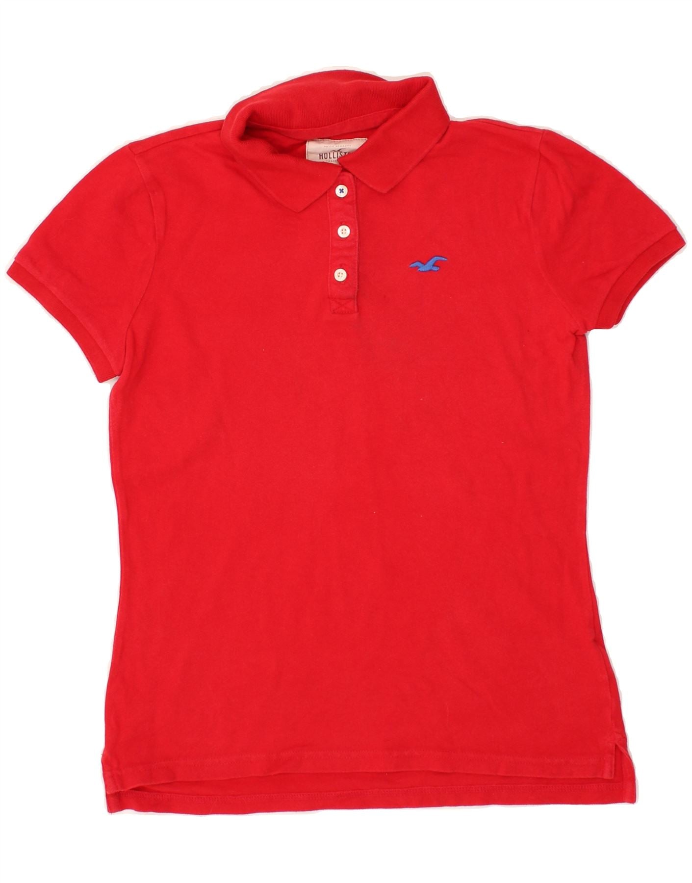 HOLLISTER Womens Polo Shirt UK 12 Medium Red Cotton | Vintage Hollister | Thrift | Second-Hand Hollister | Used Clothing | Messina Hembry