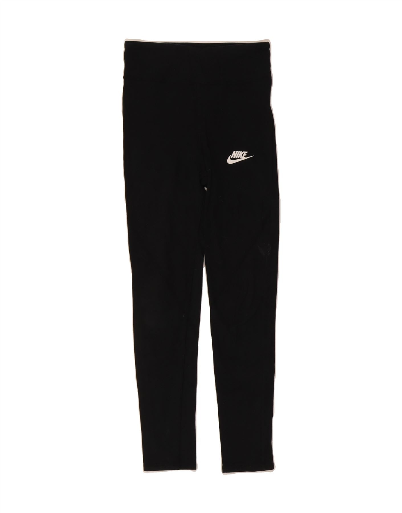 NIKE Girls Tight Fit Leggings 12-13 Years Large Black Cotton Vintage Nike and Second-Hand Nike from Messina Hembry