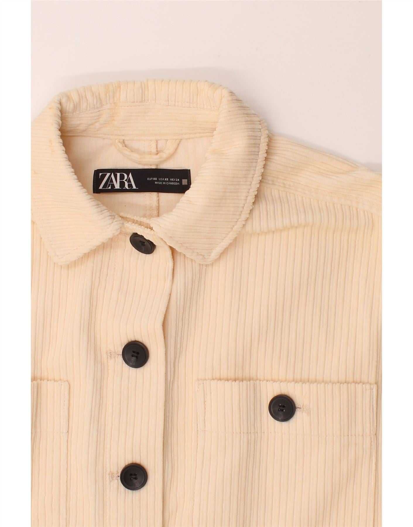ZARA Womens Oversized Corduroy Jacket UK 6 XS Beige Vintage Zara and Second-Hand Zara from Messina Hembry