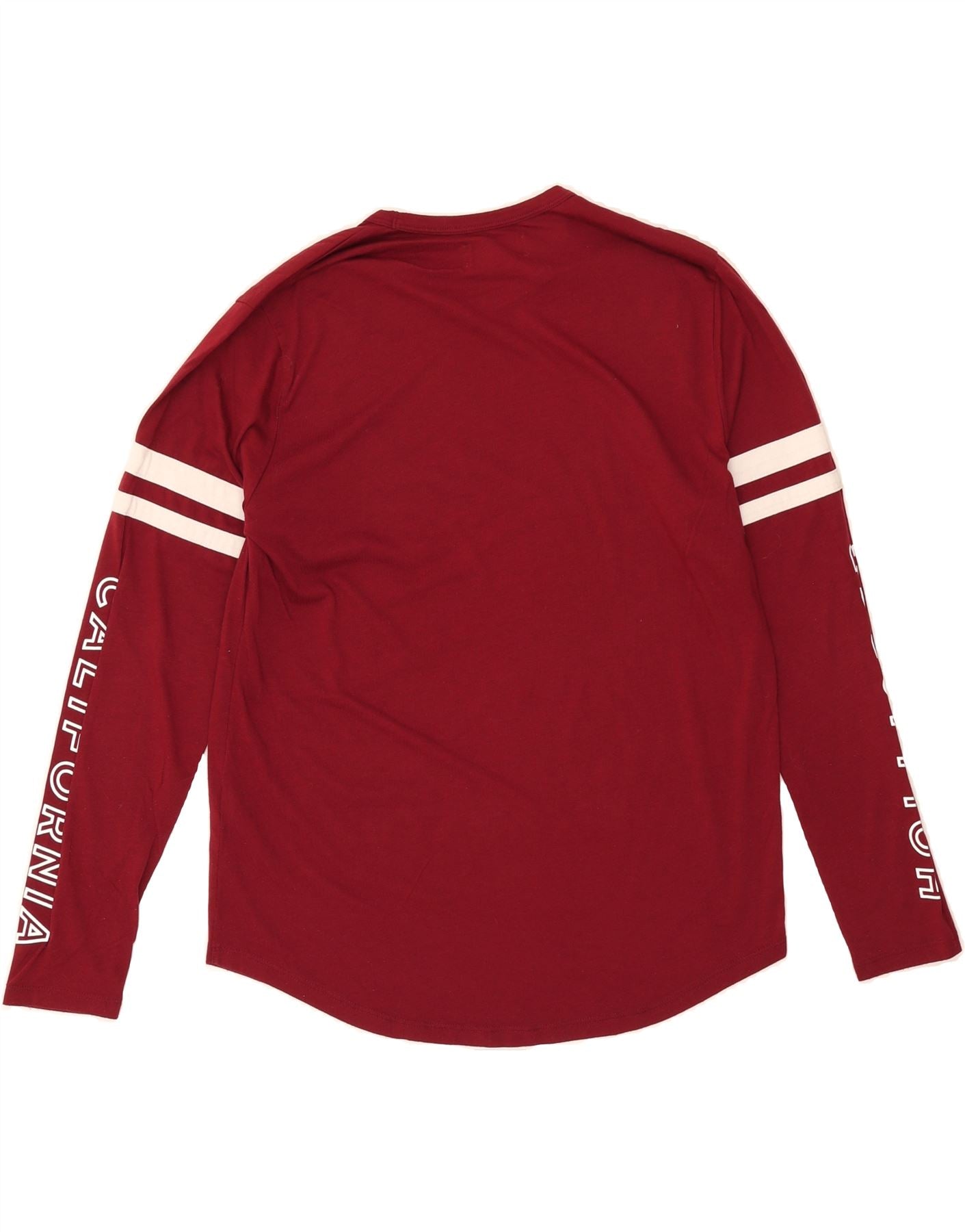 HOLLISTER Womens Top Long Sleeve UK 14 Medium Burgundy Striped Cotton Vintage Hollister and Second-Hand Hollister from Messina Hembry
