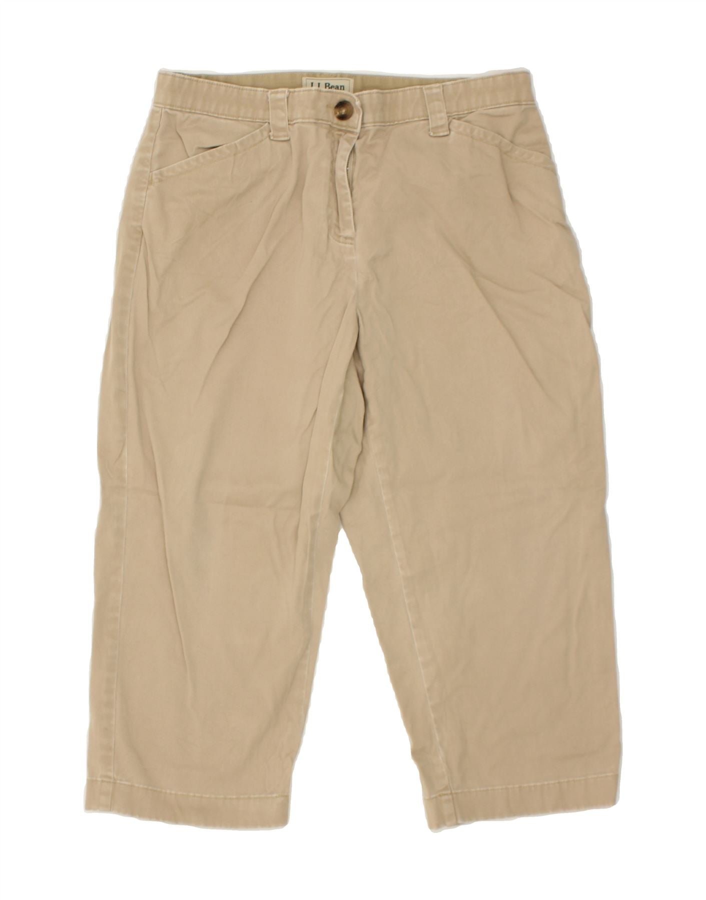 L.L.BEAN Womens Classic Fit Capri Trousers US 14 Large W32 L21  Beige Vintage L.L.Bean and Second-Hand L.L.Bean from Messina Hembry