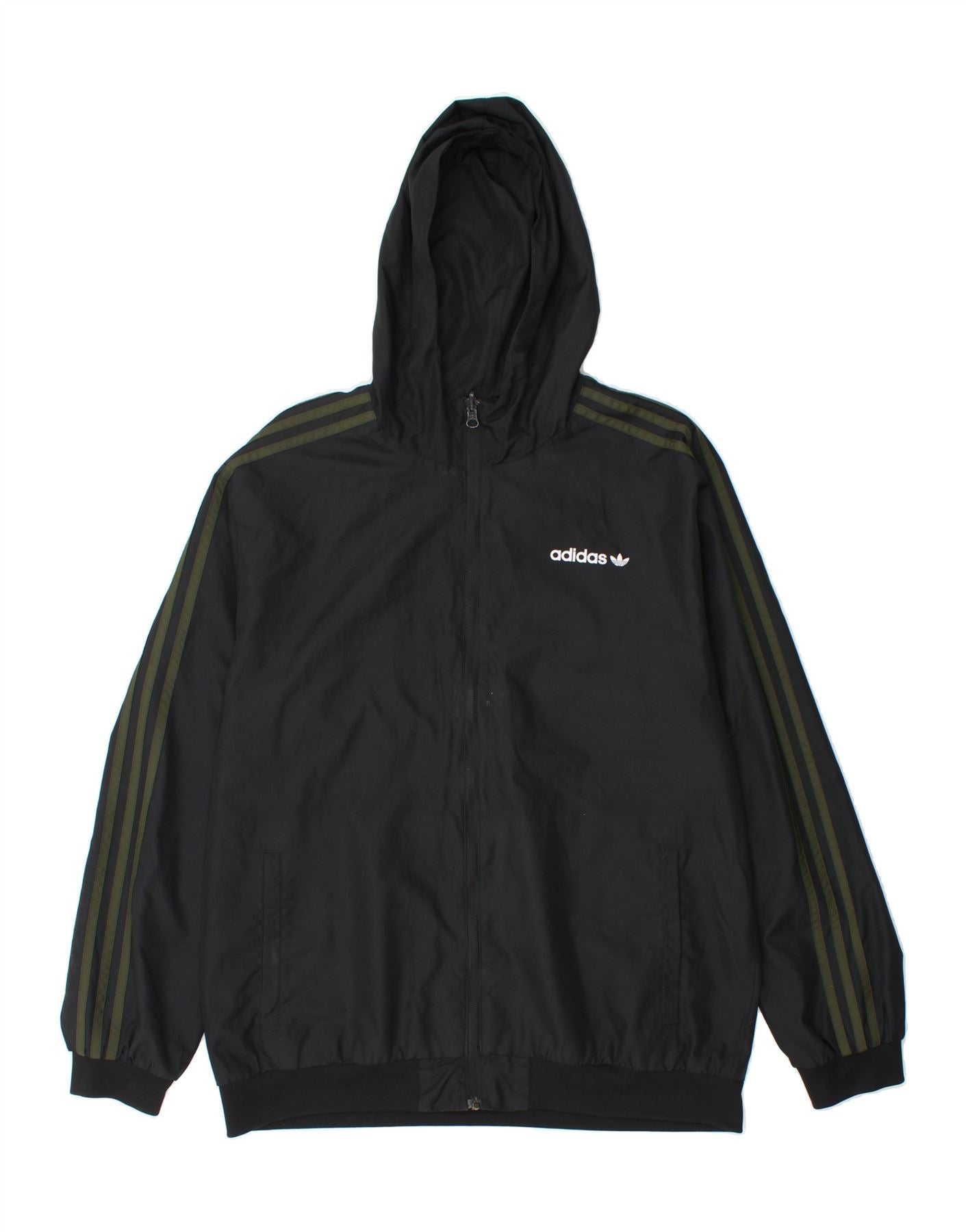 ADIDAS Mens Hooded Reversible Jacket UK 40 Large Black Colourblock Vintage Adidas and Second-Hand Adidas from Messina Hembry