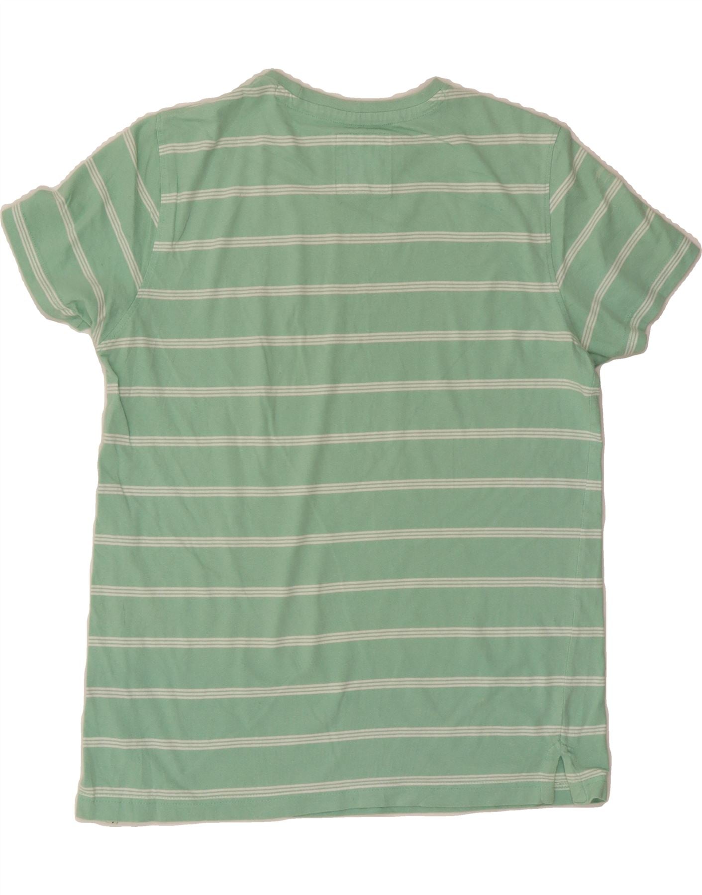 CREW CLOTHING Mens T-Shirt Top Medium Green Striped Cotton Vintage Crew Clothing and Second-Hand Crew Clothing from Messina Hembry