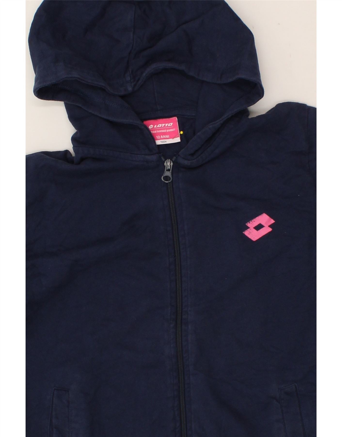 LOTTO Girls Zip Hoodie Sweater 11-12 Years Navy Blue Cotton Vintage Lotto and Second-Hand Lotto from Messina Hembry