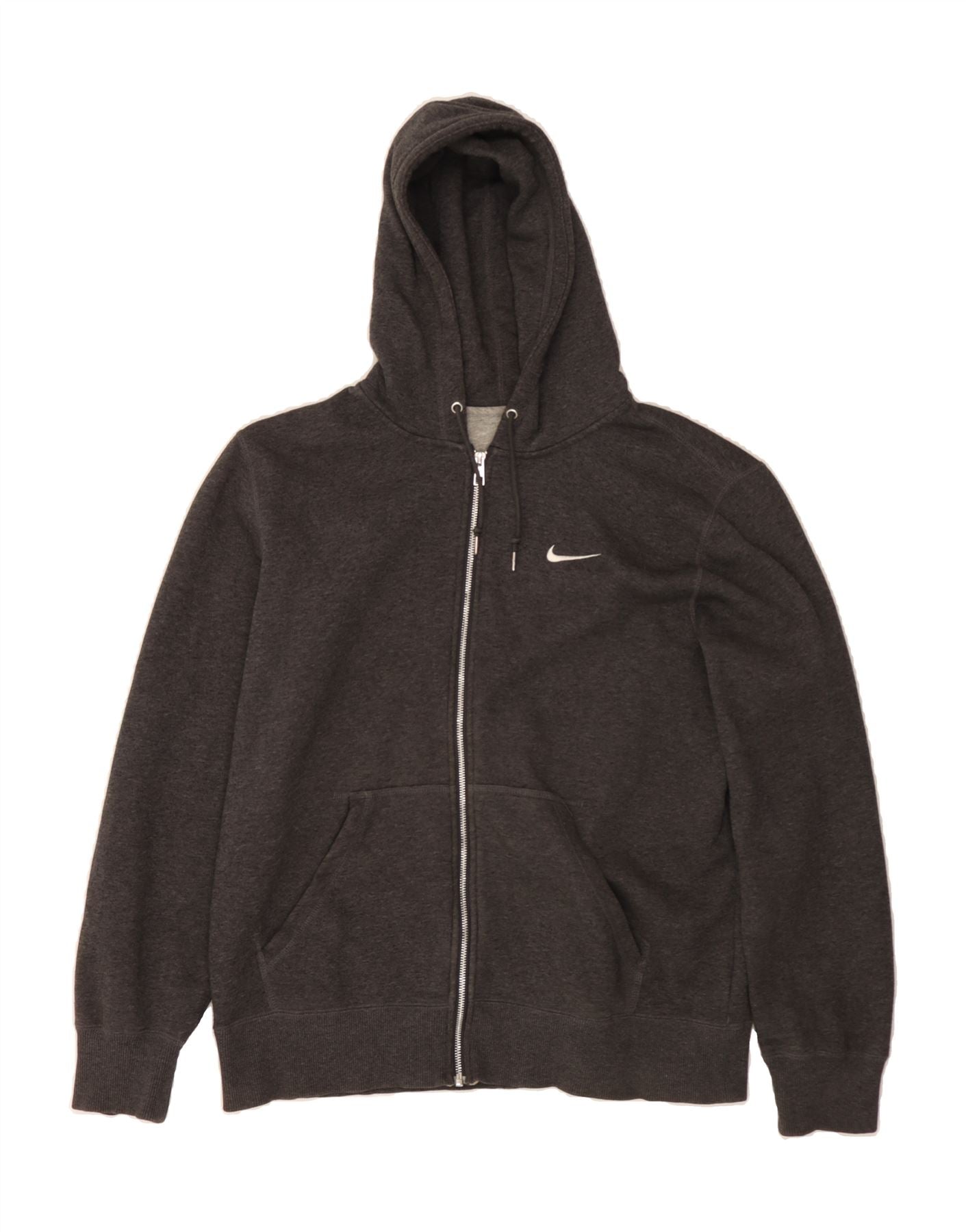 NIKE Mens Zip Hoodie Sweater Large Grey Cotton Vintage Nike and Second-Hand Nike from Messina Hembry