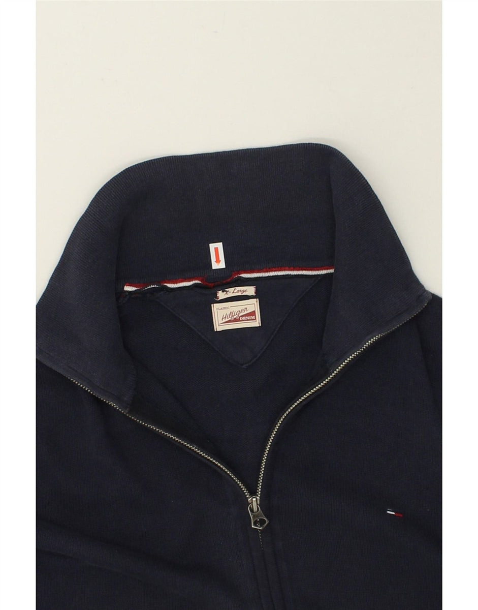 Tommy high quality Hilfiger Men's Classic Navy Zip Front Polar Fleece Jacket Navy XL logo