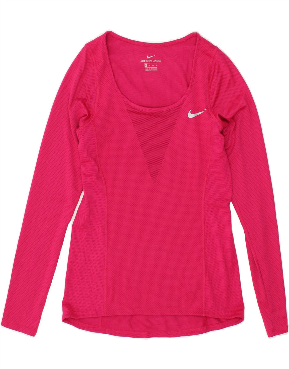 NIKE Womens Top Long Sleeve UK 6 XS Pink Polyester Vintage Second Hand Clothing Online Messina Hembry