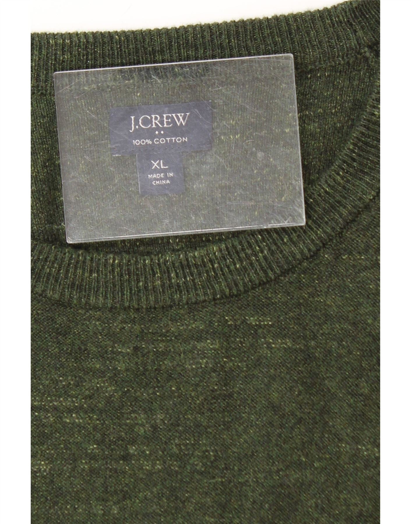 J. CREW Mens Crew Neck Jumper Sweater XL Green Flecked Cotton Vintage J. Crew and Second-Hand J. Crew from Messina Hembry