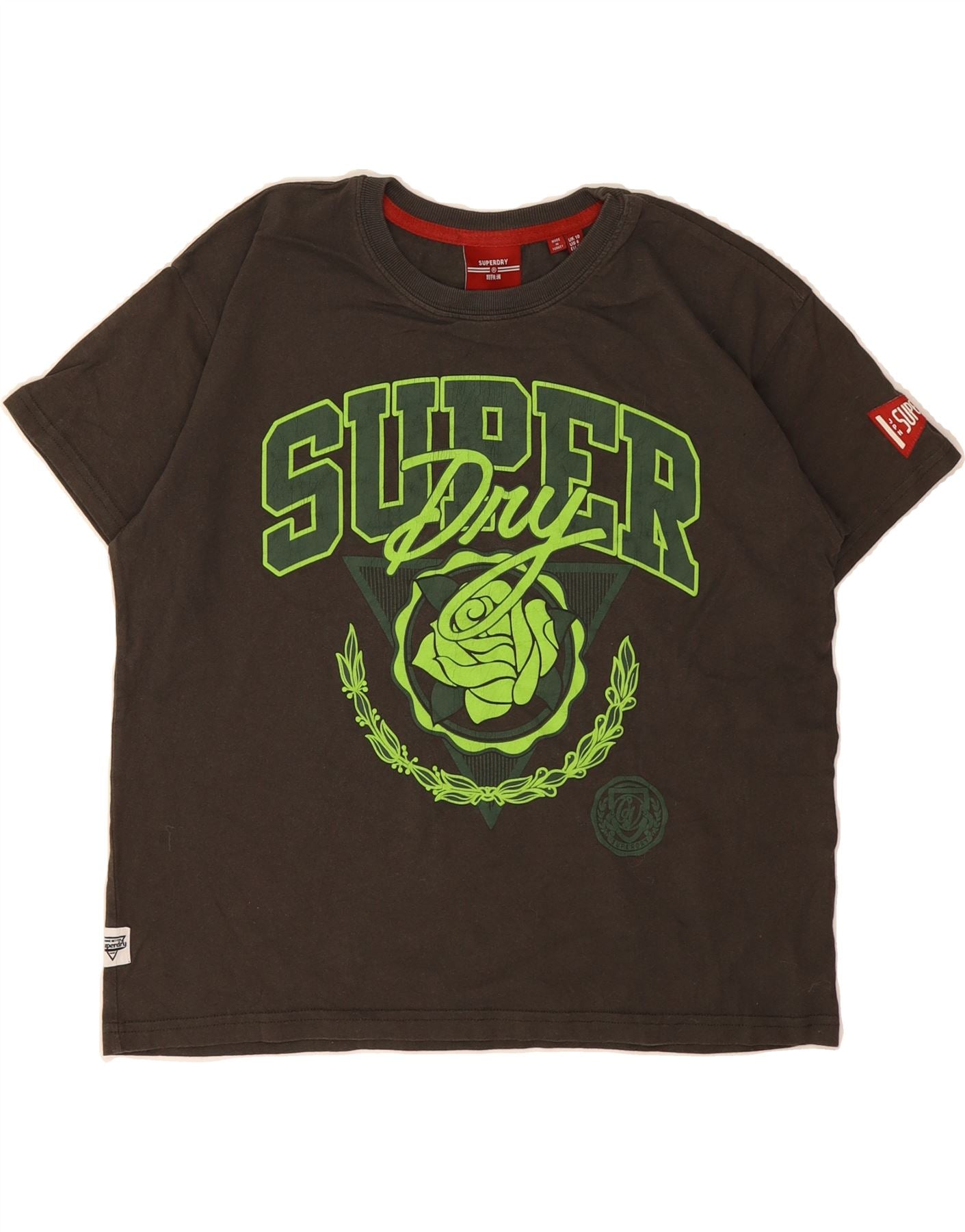 SUPERDRY Womens Crop Oversized Graphic T-Shirt Top UK 10 Small  Brown Vintage Superdry and Second-Hand Superdry from Messina Hembry