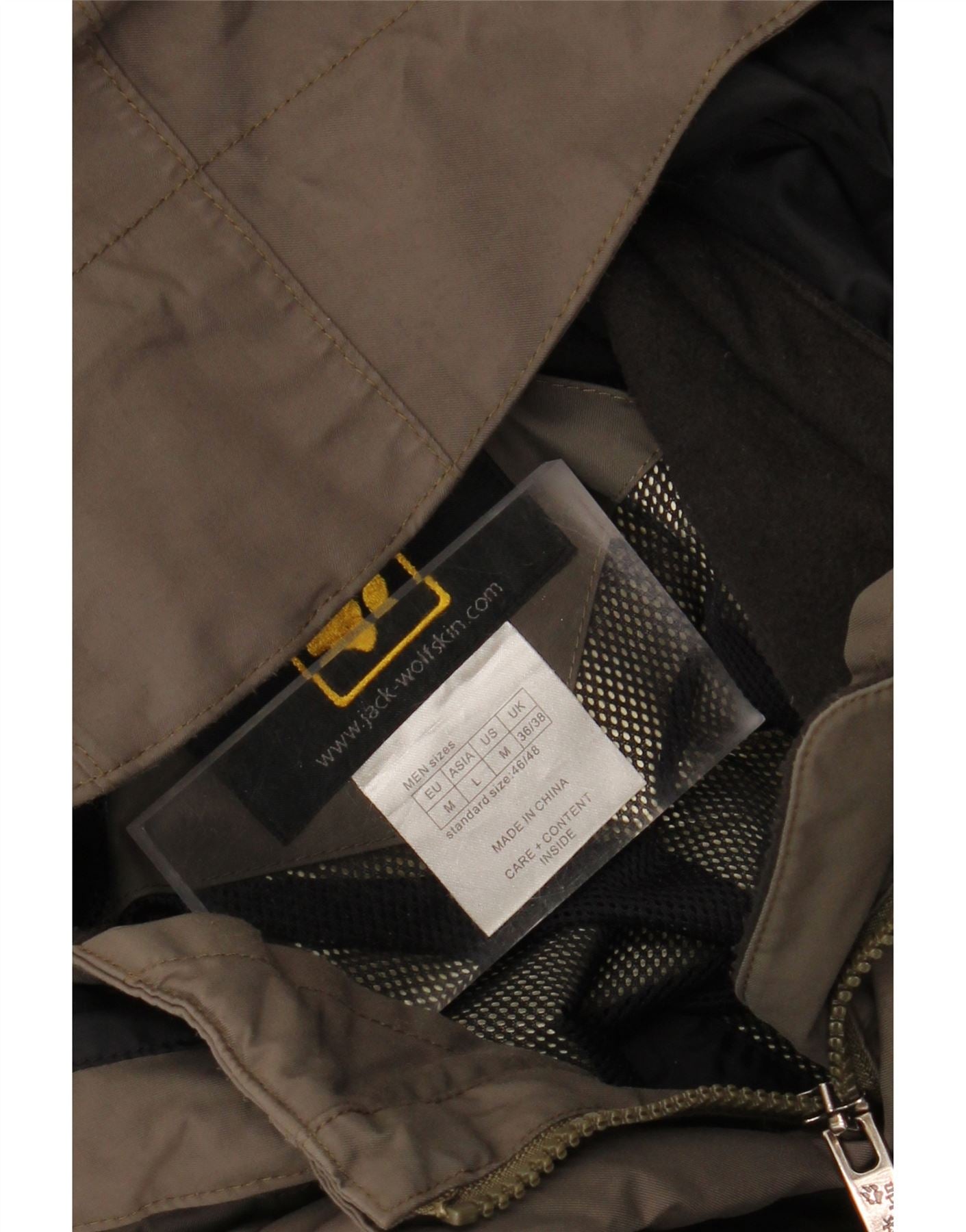 JACK WOLFSKIN Mens Hooded Rain Jacket UK 36/38 Medium Brown Colourblock Vintage Jack Wolfskin and Second-Hand Jack Wolfskin from Messina Hembry