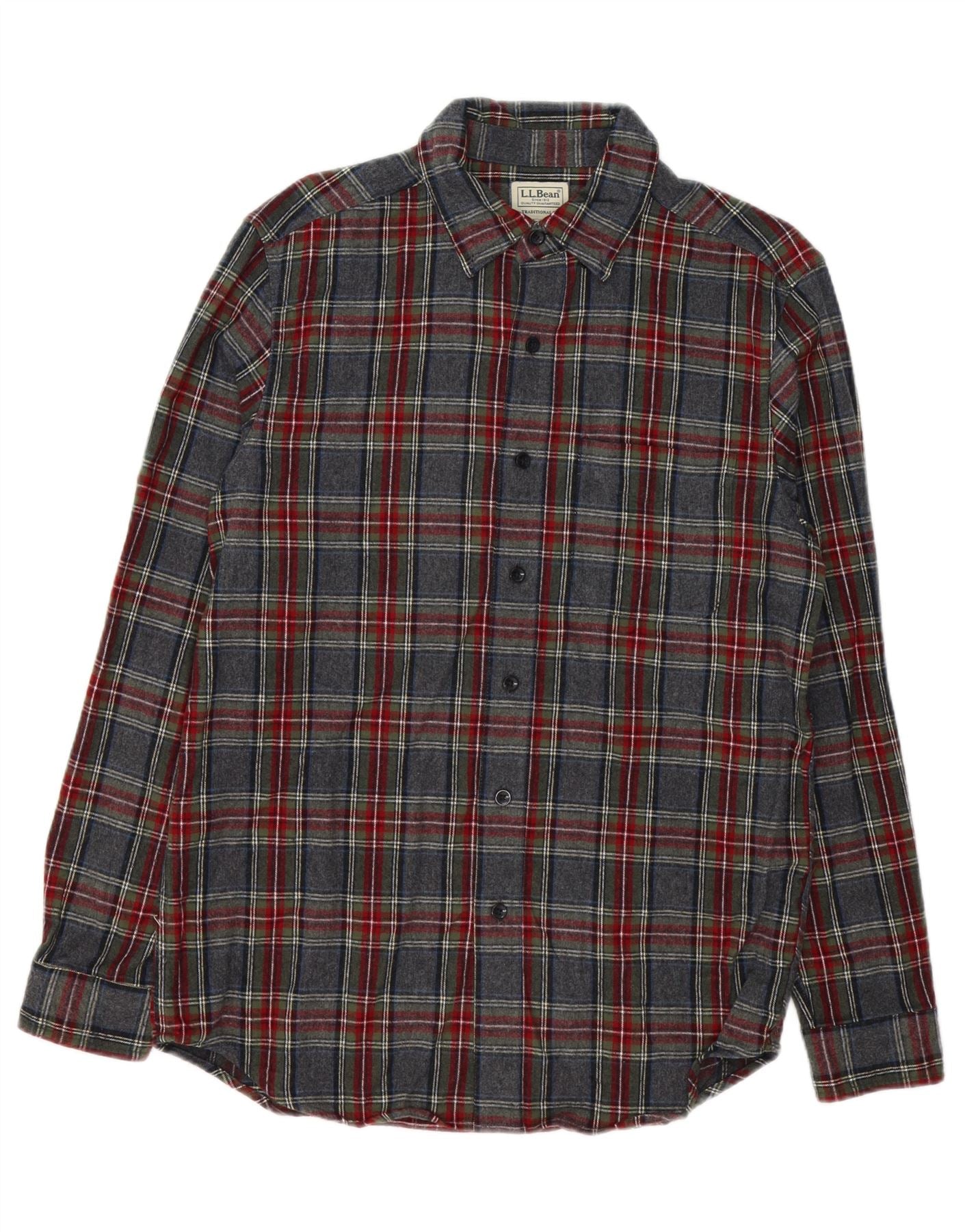 L.L.BEAN Mens Checked  Traditional Fit Flannel Shirt Small Grey Check Vintage L.L.Bean and Second-Hand L.L.Bean from Messina Hembry