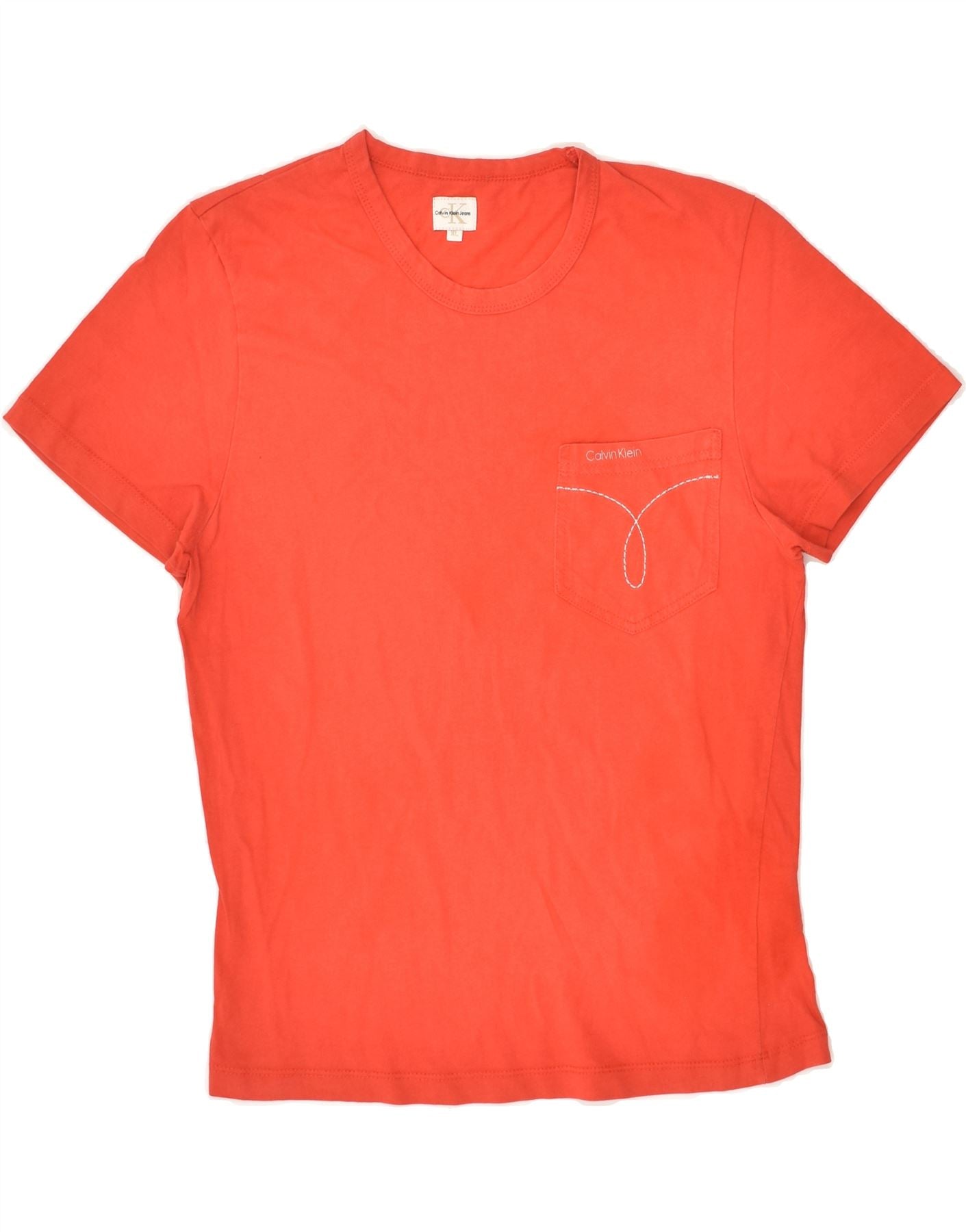 CALVIN KLEIN Girls Graphic T-Shirt Top 14-15 Years XL Orange Cotton | Vintage Calvin Klein | Thrift | Second-Hand Calvin Klein | Used Clothing | Messina Hembry