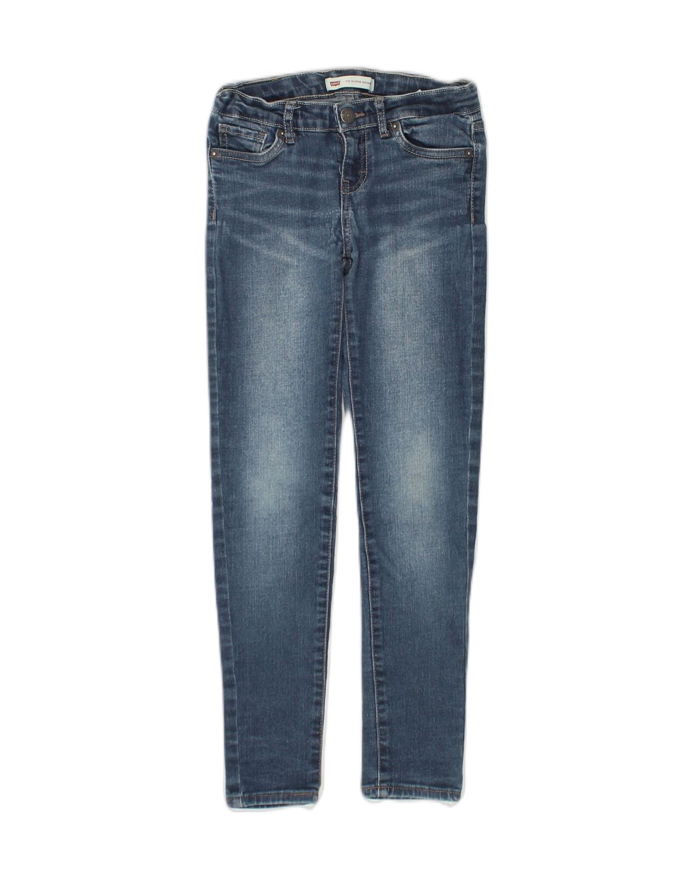 LEVI'S Girls 710 Skinny Jeans 7-8 Years W22 L23  Navy Blue Cotton | Vintage Levi's | Thrift | Second-Hand Levi's | Used Clothing | Messina Hembry