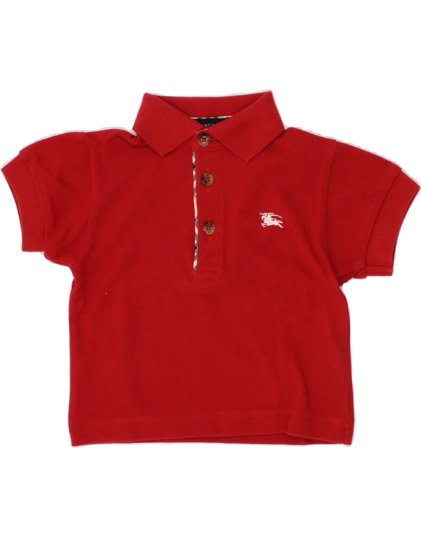 BURBERRY Baby Boys Polo Shirt 3-6 Months Red Cotton Vintage Burberry and Second-Hand Burberry from Messina Hembry