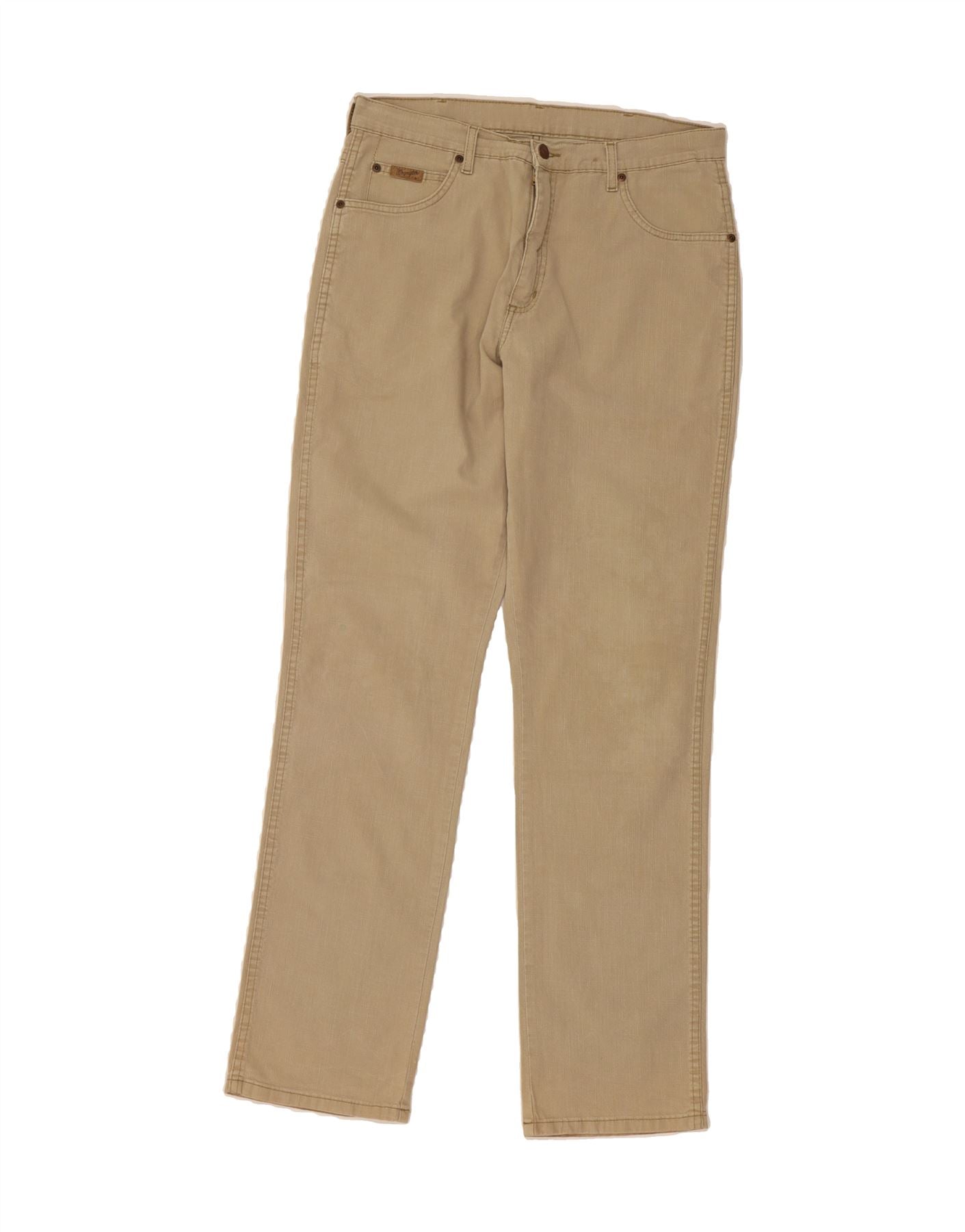 WRANGLER Mens Straight Casual Trousers W34 L34 Beige Cotton Vintage Wrangler and Second-Hand Wrangler from Messina Hembry