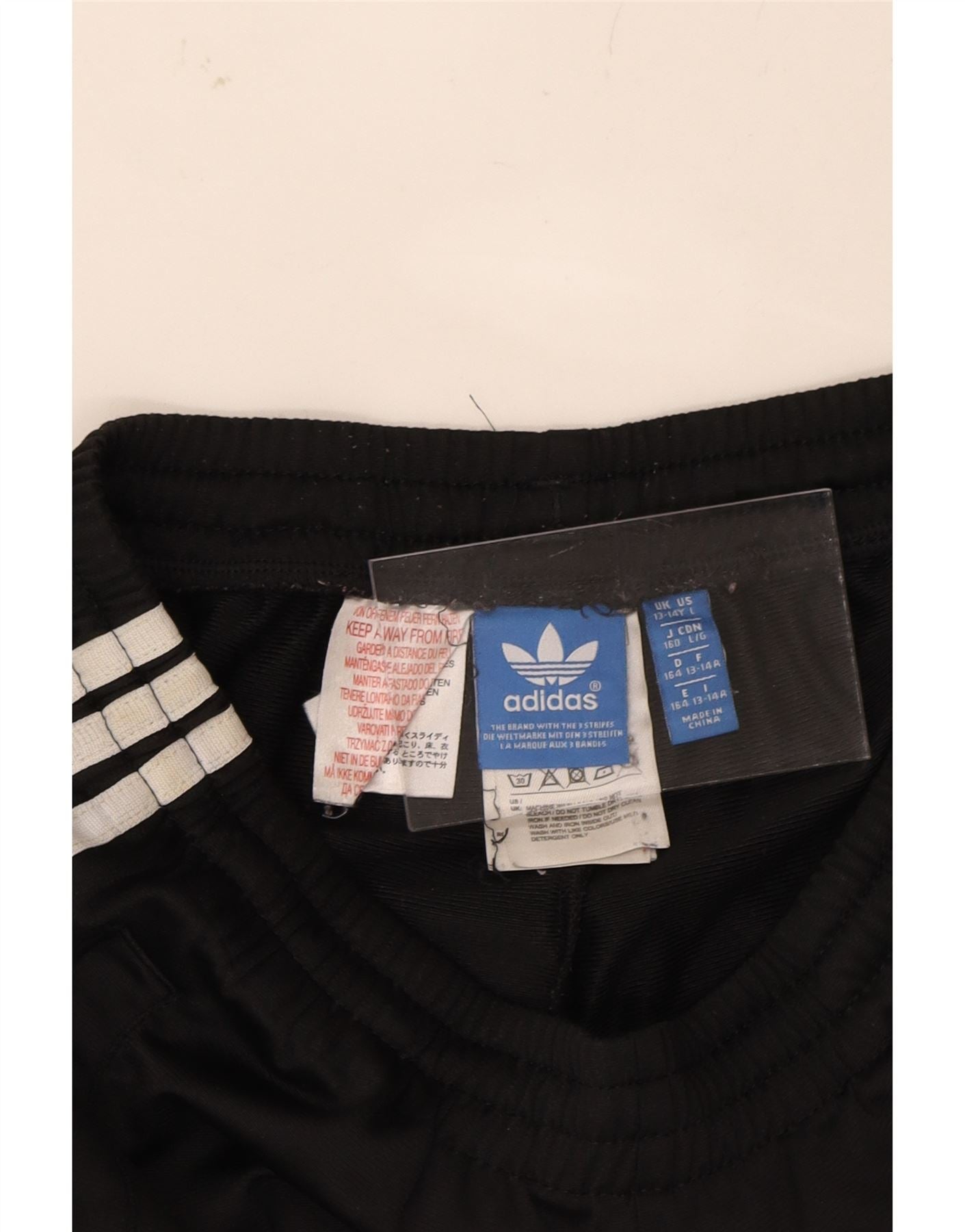ADIDAS Boys Tracksuit Trousers 13-14 Years  Black Polyester Vintage Adidas and Second-Hand Adidas from Messina Hembry