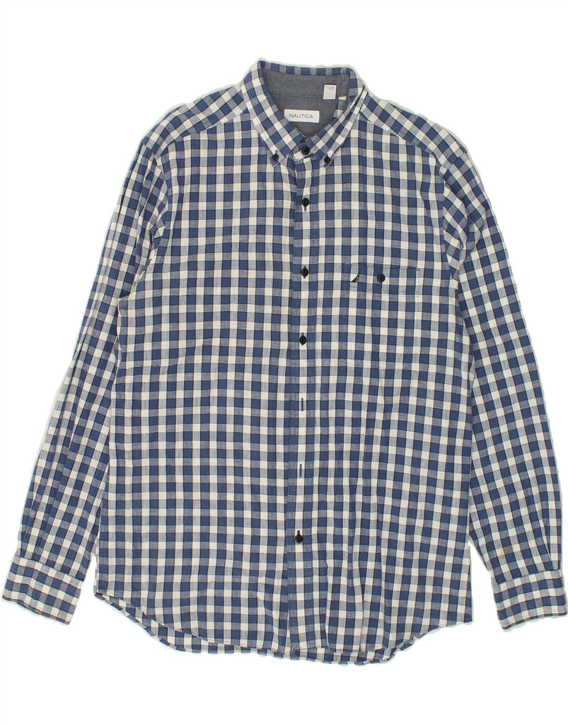 NAUTICA Mens Shirt XL Blue Check Cotton | Vintage Nautica | Thrift | Second-Hand Nautica | Used Clothing | Messina Hembry 