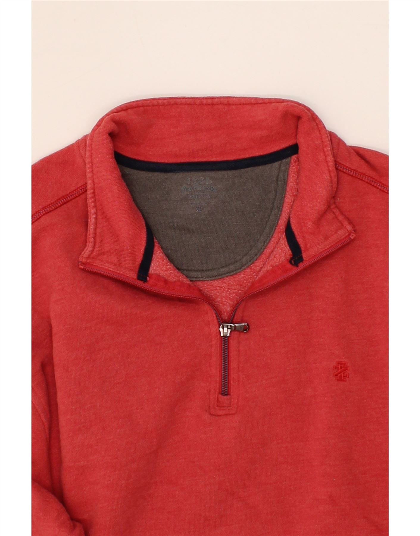 IZOD Mens Zip Neck Sweatshirt Jumper XL Red Cotton Vintage Izod and Second-Hand Izod from Messina Hembry