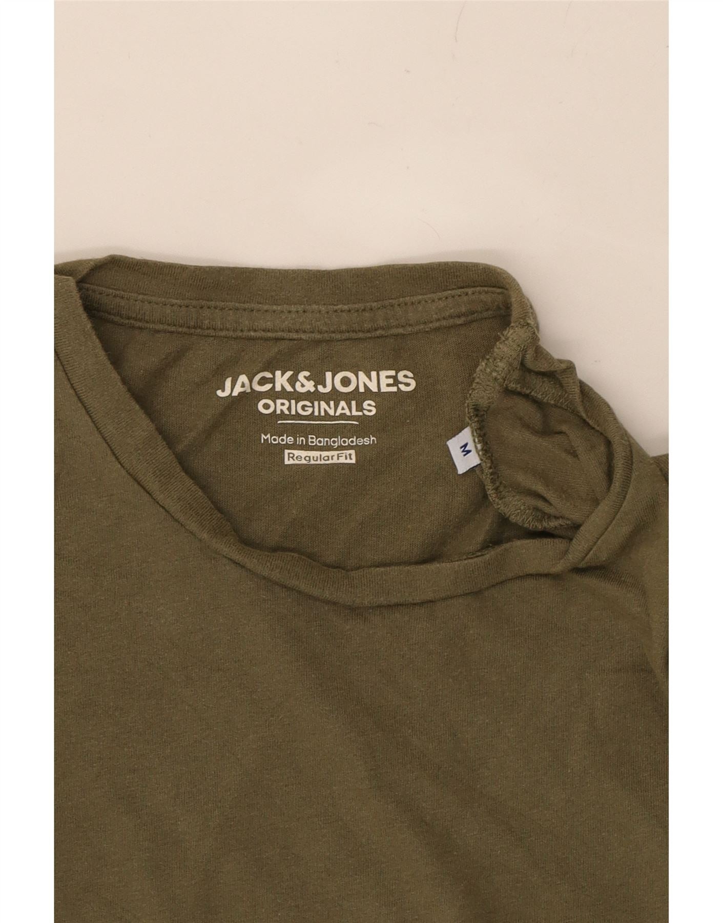 JACK & JONES Mens Regular Fit T-Shirt Top Medium Khaki Cotton Vintage Jack & Jones and Second-Hand Jack & Jones from Messina Hembry