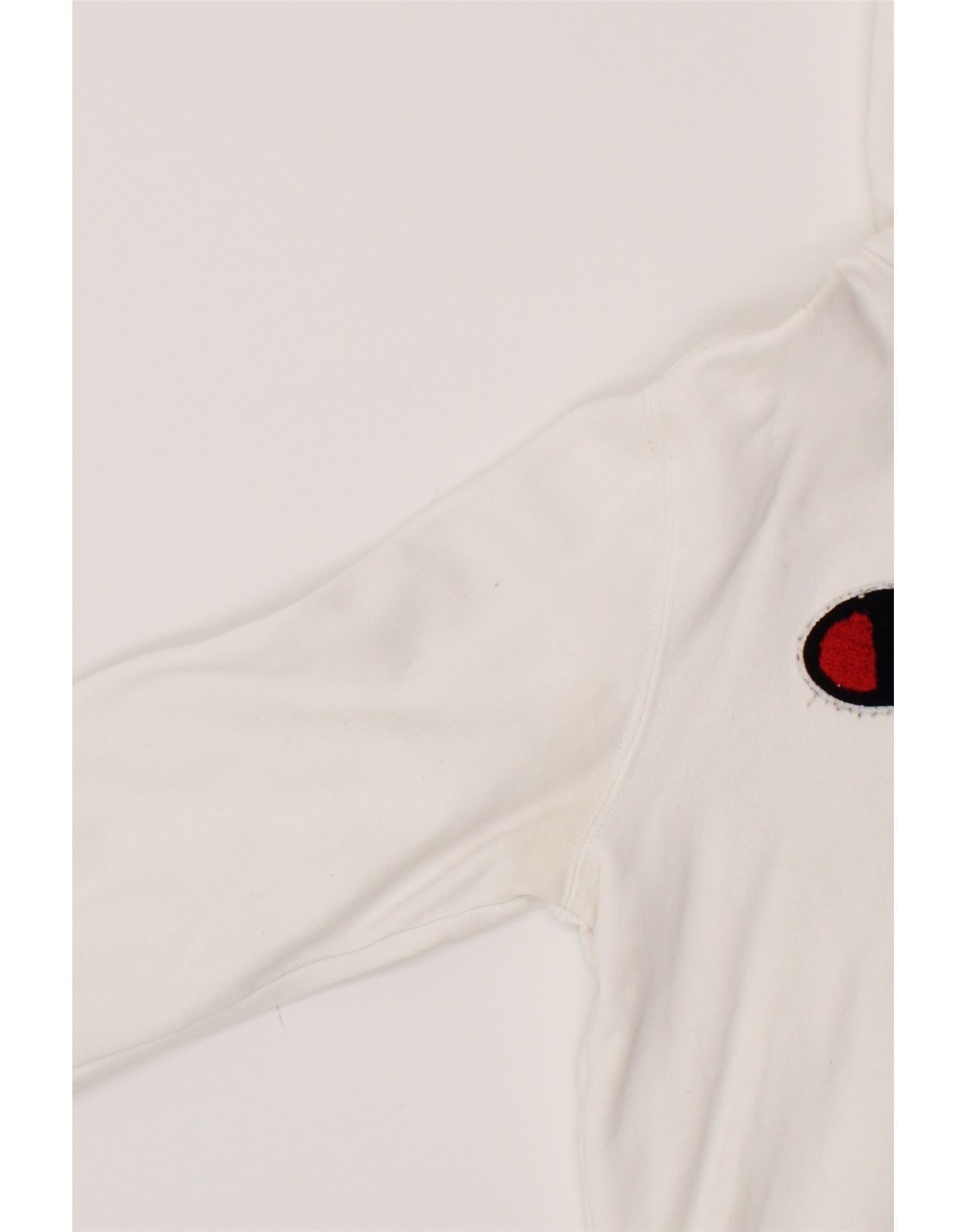 CHAMPION Womens Graphic Hoodie Jumper UK 10 Small White Cotton Vintage Champion and Second-Hand Champion from Messina Hembry