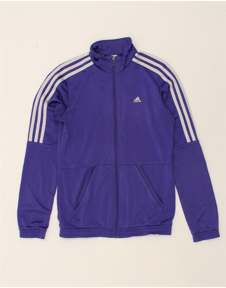 ADIDAS Boys Tracksuit Top Jacket 13 14 Years Purple Polyester