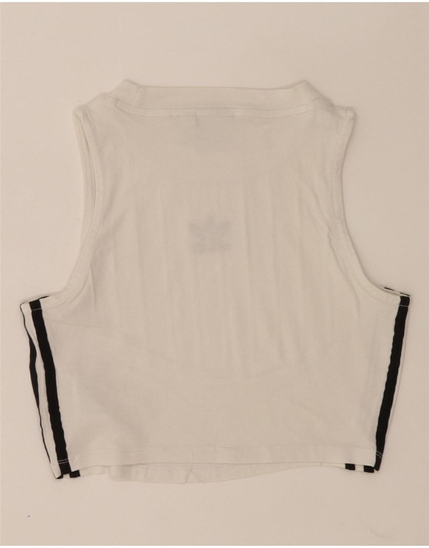 ADIDAS Womens Crop Vest Top UK 8 Small White Cotton Vintage Adidas and Second-Hand Adidas from Messina Hembry