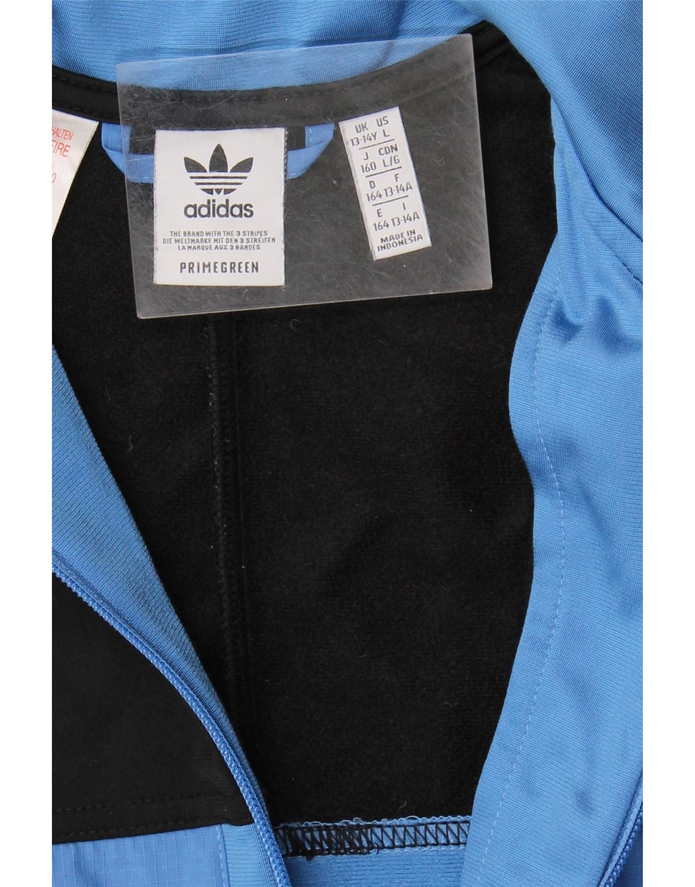 ADIDAS Boys Primegreen Tracksuit Top Jacket 13-14 Years Blue Colourblock Vintage Adidas and Second-Hand Adidas from Messina Hembry