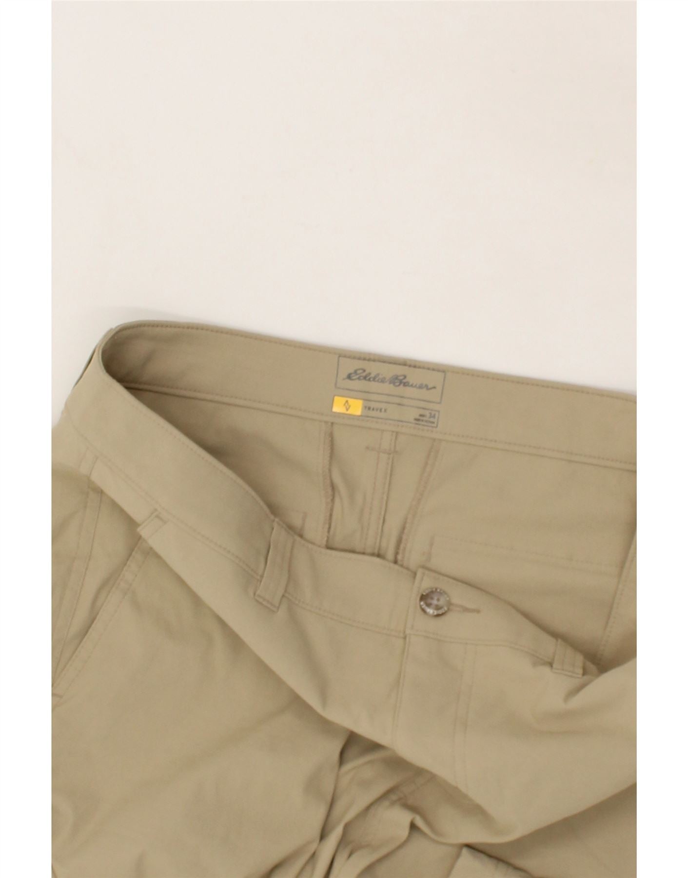 EDDIE BAUER Mens Chino Shorts W34 Large  Beige Nylon Vintage Eddie Bauer and Second-Hand Eddie Bauer from Messina Hembry