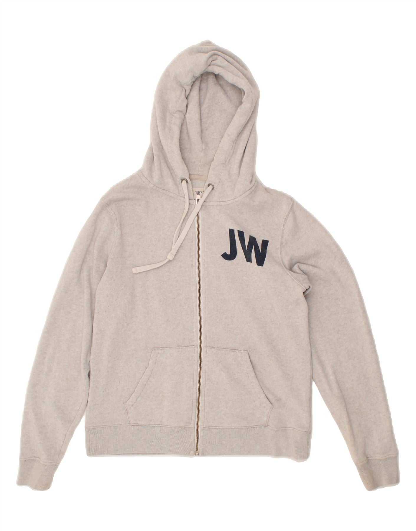 JACK WILLS Womens Graphic Zip Hoodie Sweater UK 14 Large Grey Cotton Vintage Jack Wills and Second-Hand Jack Wills from Messina Hembry