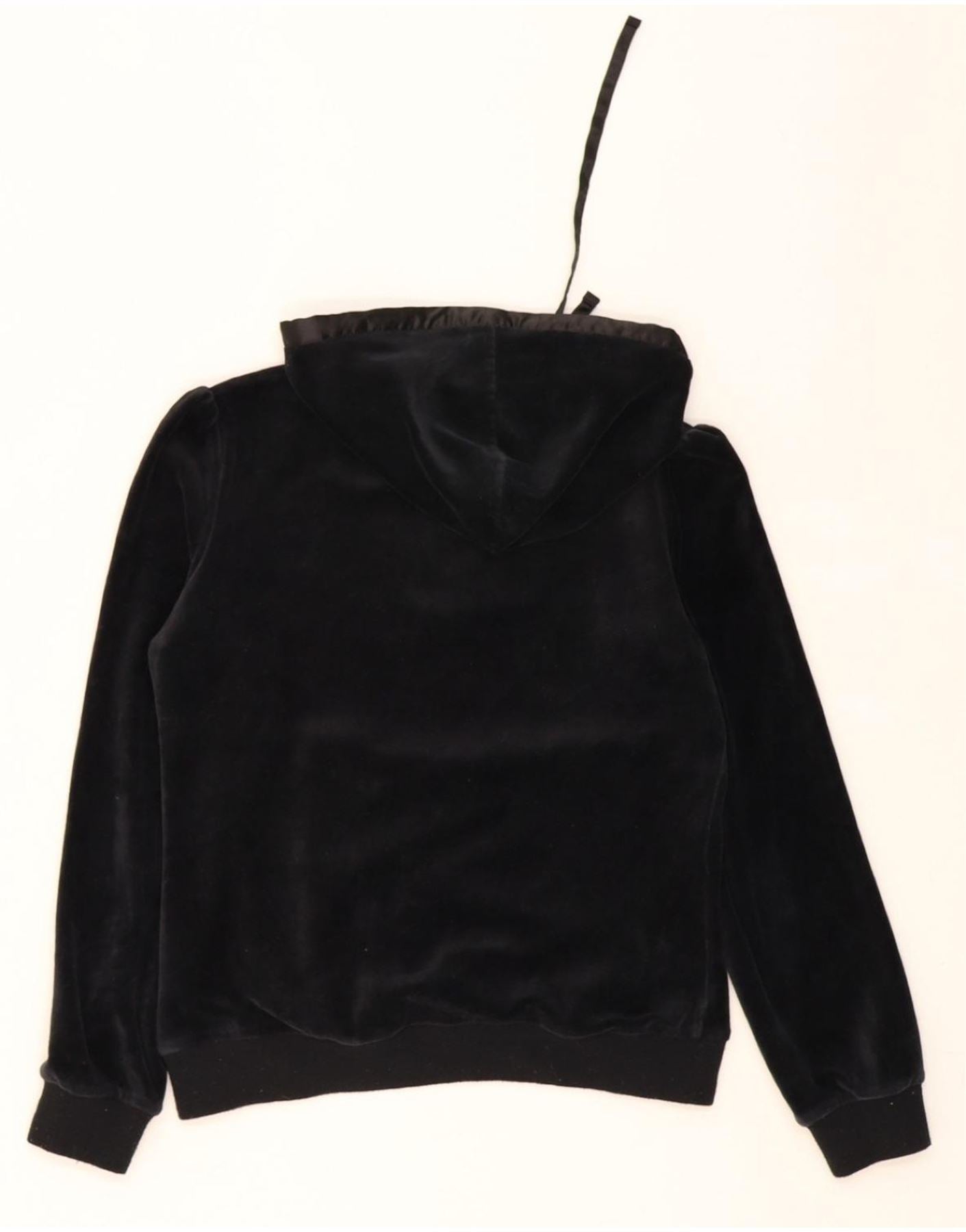 KAPPA Womens Velvet Hoodie Jumper UK 10 Small Black Cotton Vintage Kappa and Second-Hand Kappa from Messina Hembry